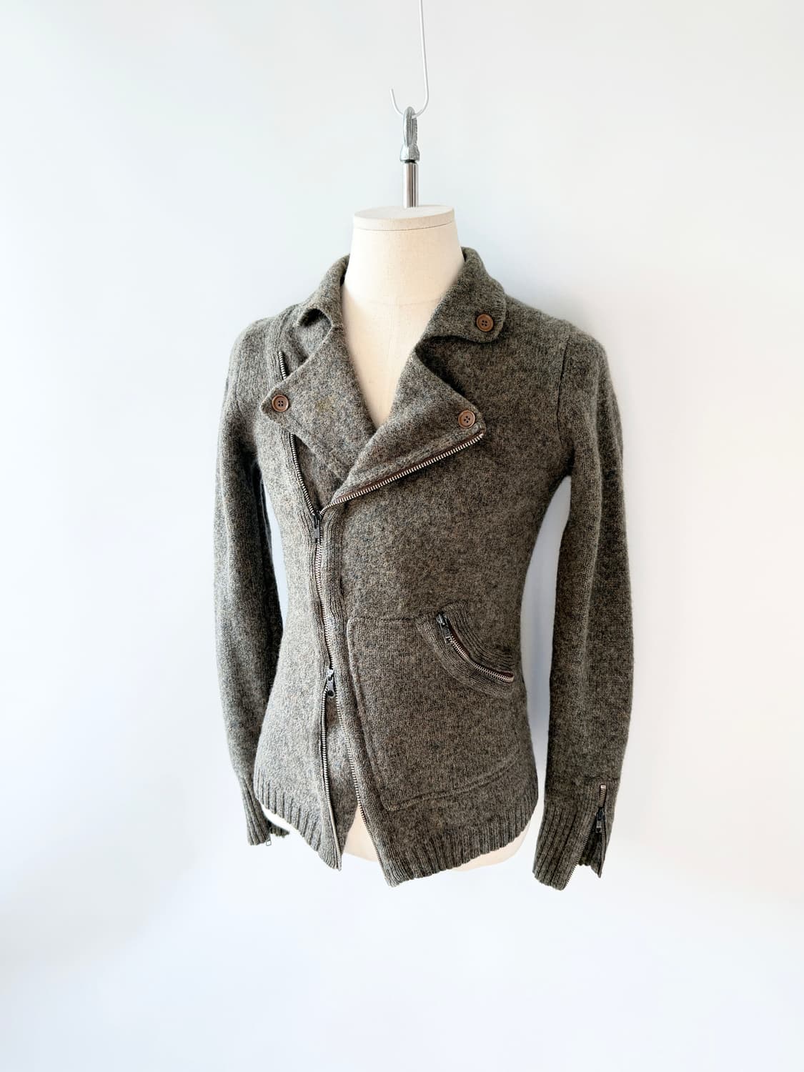 Abahouse 아바 하우스 울 100% 니트 라이더 자켓 상품이미지2