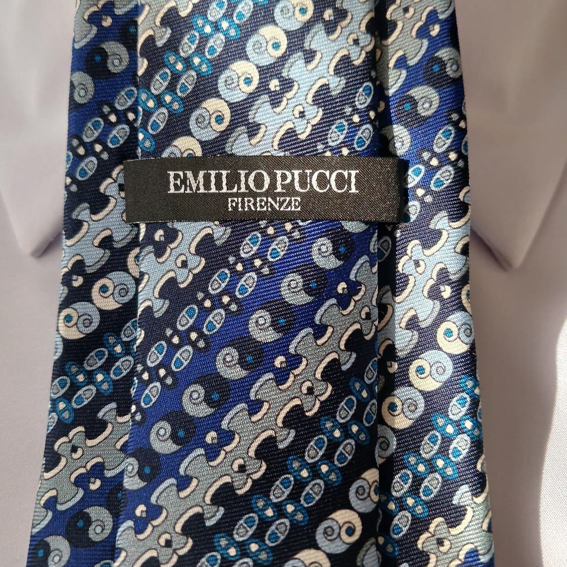 에밀리오 푸치 실크 블루 모자이크 넥타이 8.6cm A+등급 A19015 상품이미지5