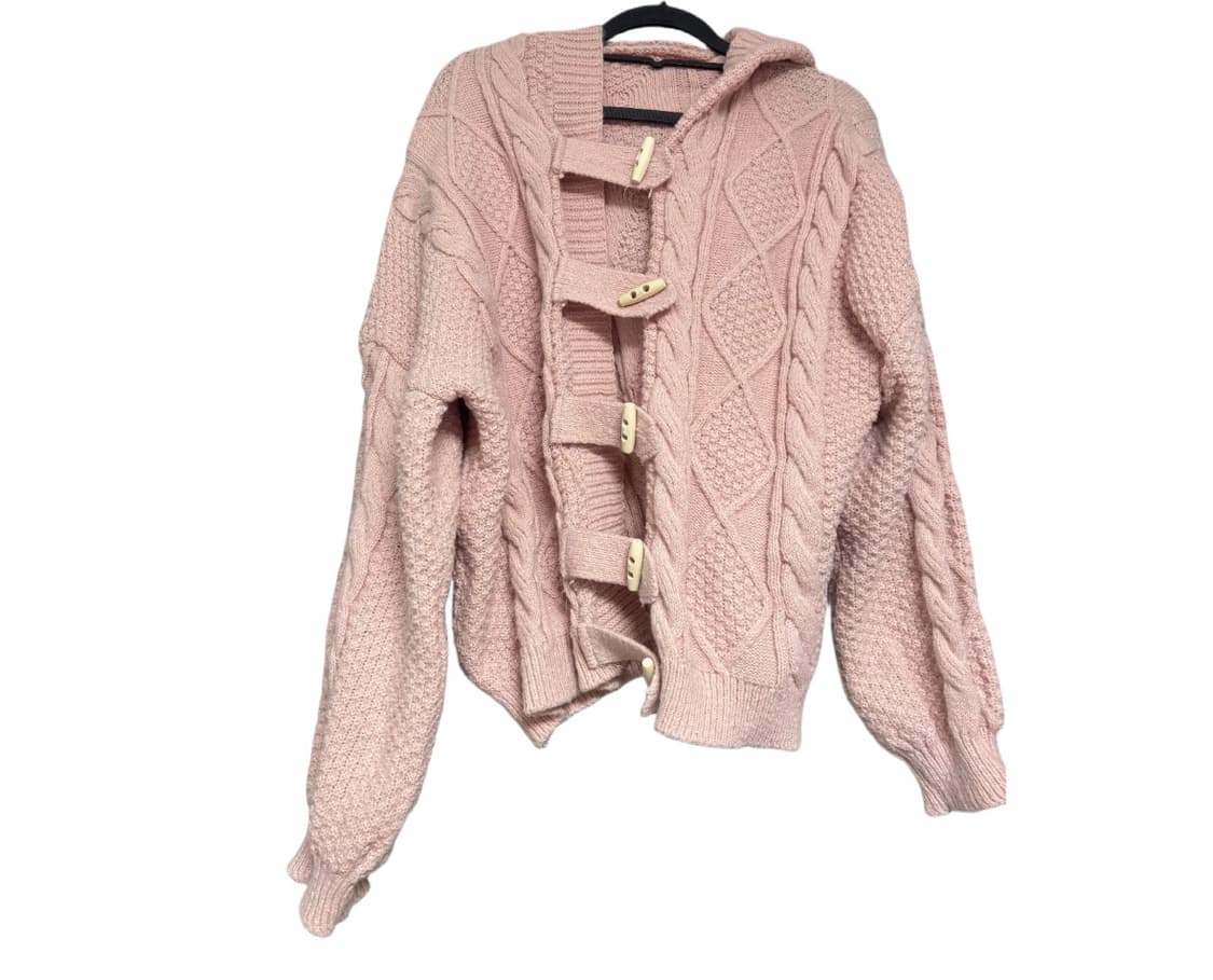 빈티지 Vintage 핑크색 떡볶이 니트 가디건 상품이미지1