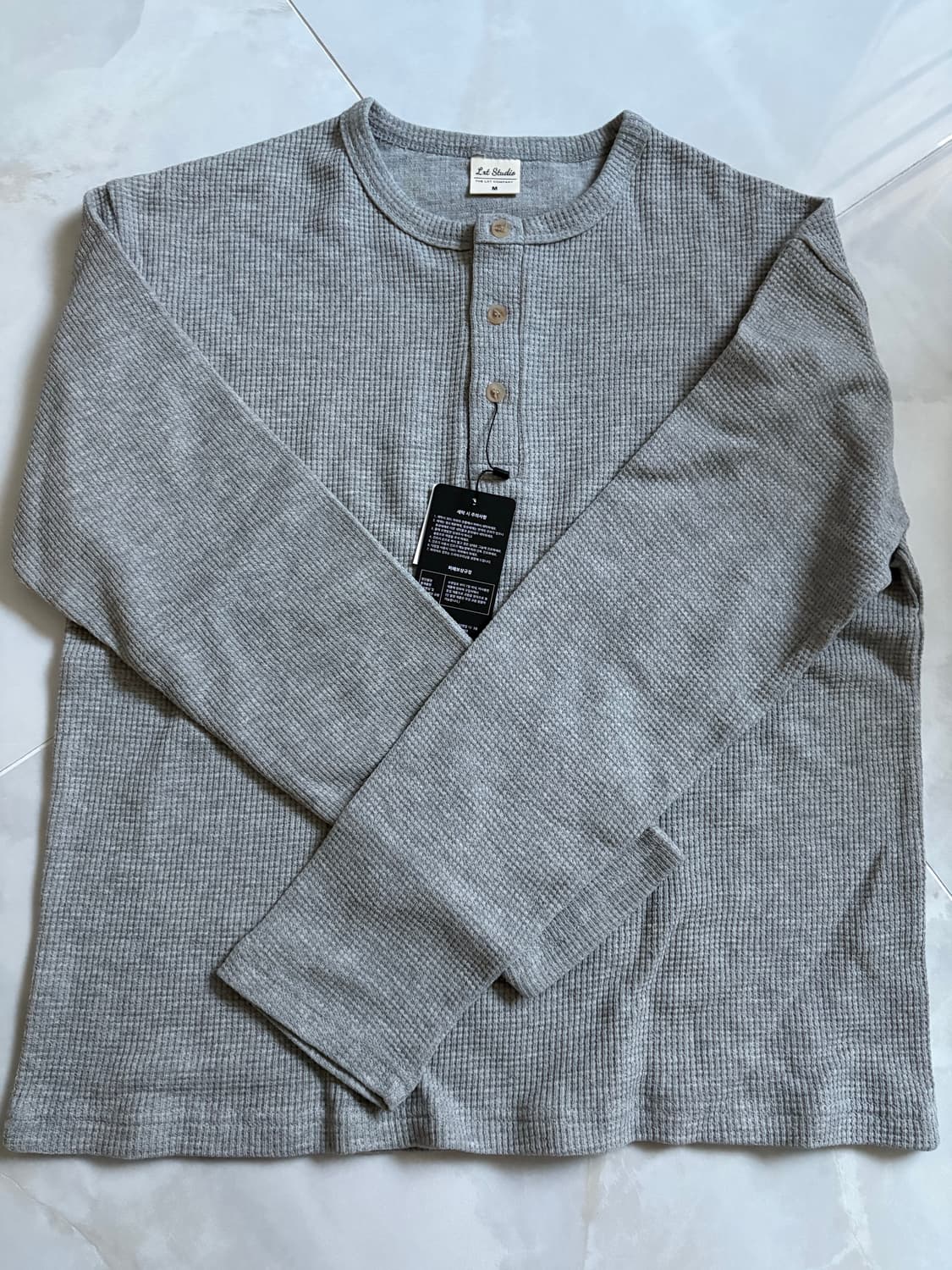 와플 헨리넥 크롭 티셔츠 상품이미지2