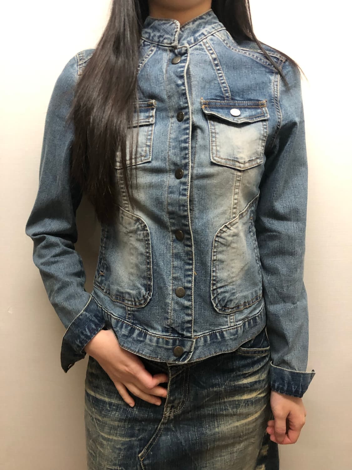 빈티지 데님 하이넥 자켓 상품이미지4