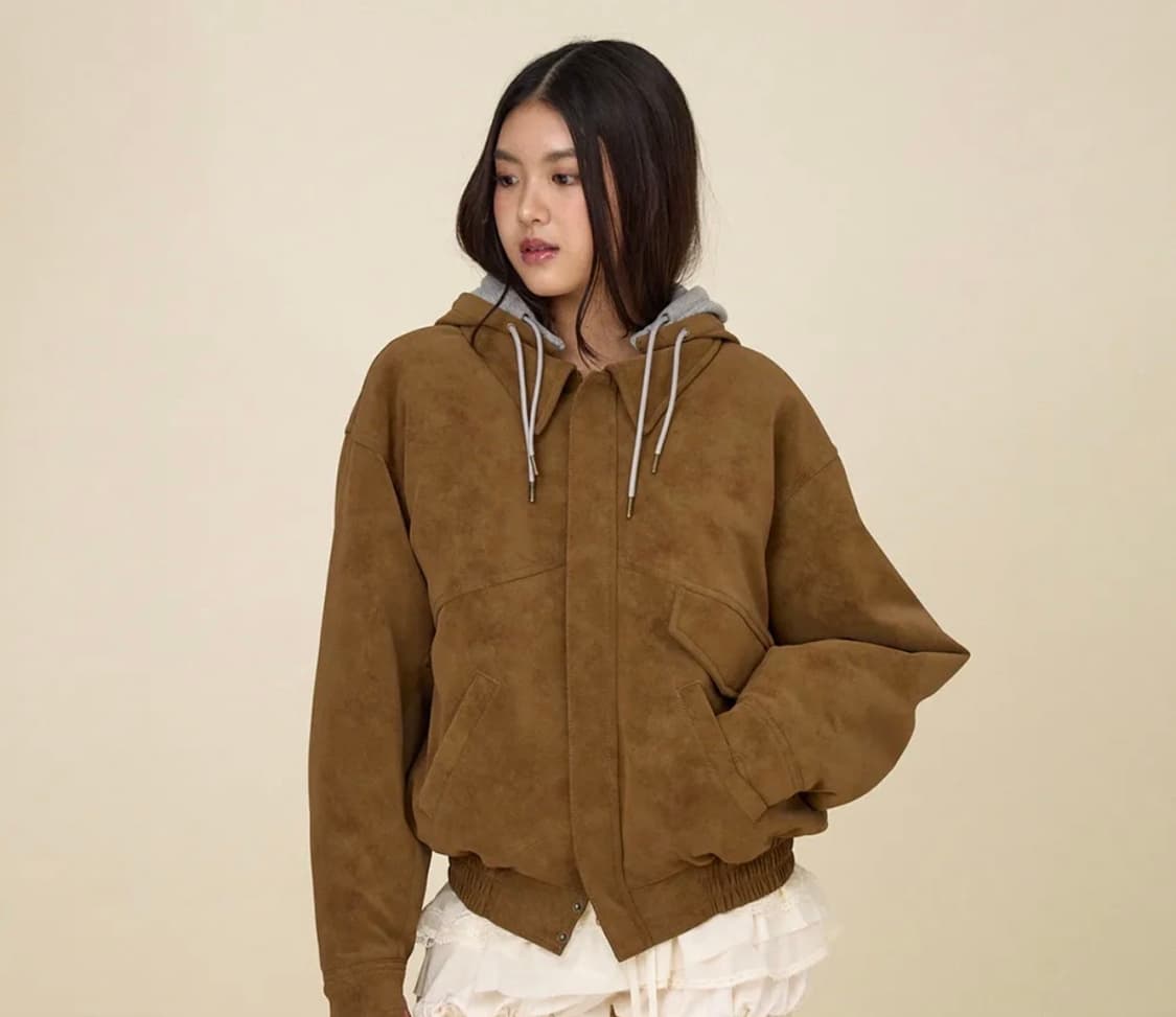 글로니 스웨이드 점퍼 브라운 S 상품이미지1