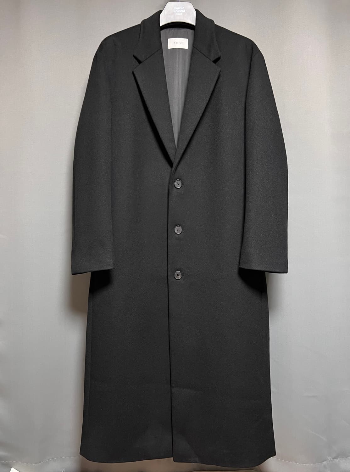 인사일런스 울캐시미어 싱글 롱 코트 블랙 L 상품이미지1