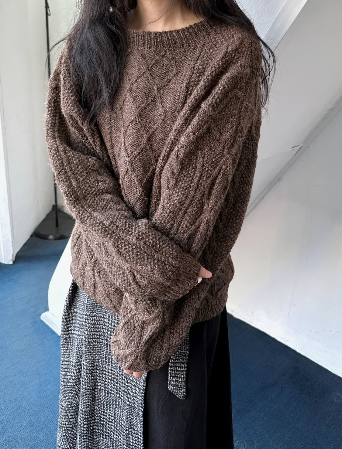 Cable patterned wide silhouette knit P/O 상품이미지9