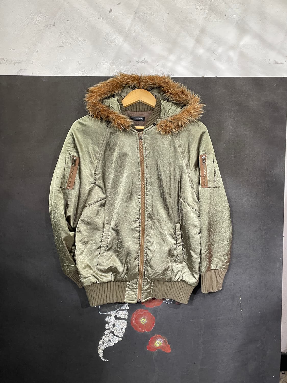 일본빈티지 Livre claire 울프죠 퍼 후드 자켓 ma-1 마원 M 상품이미지7