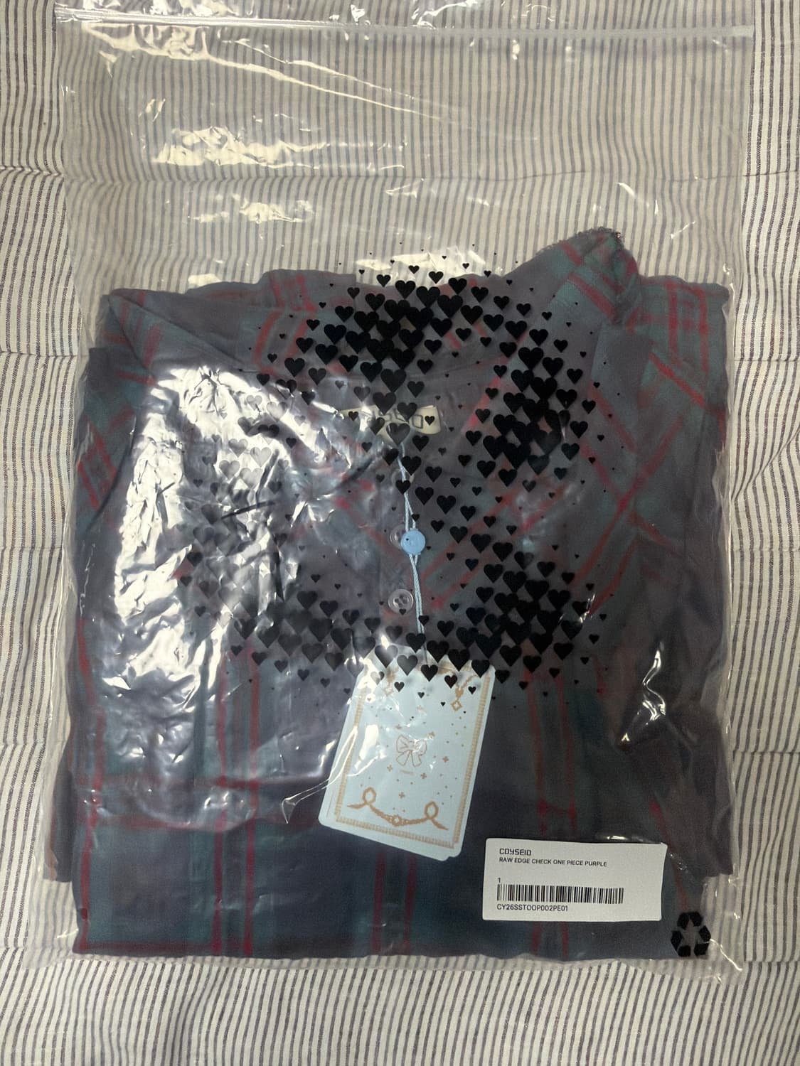 코이세이오 Raw edge check one piece purple 상품이미지2