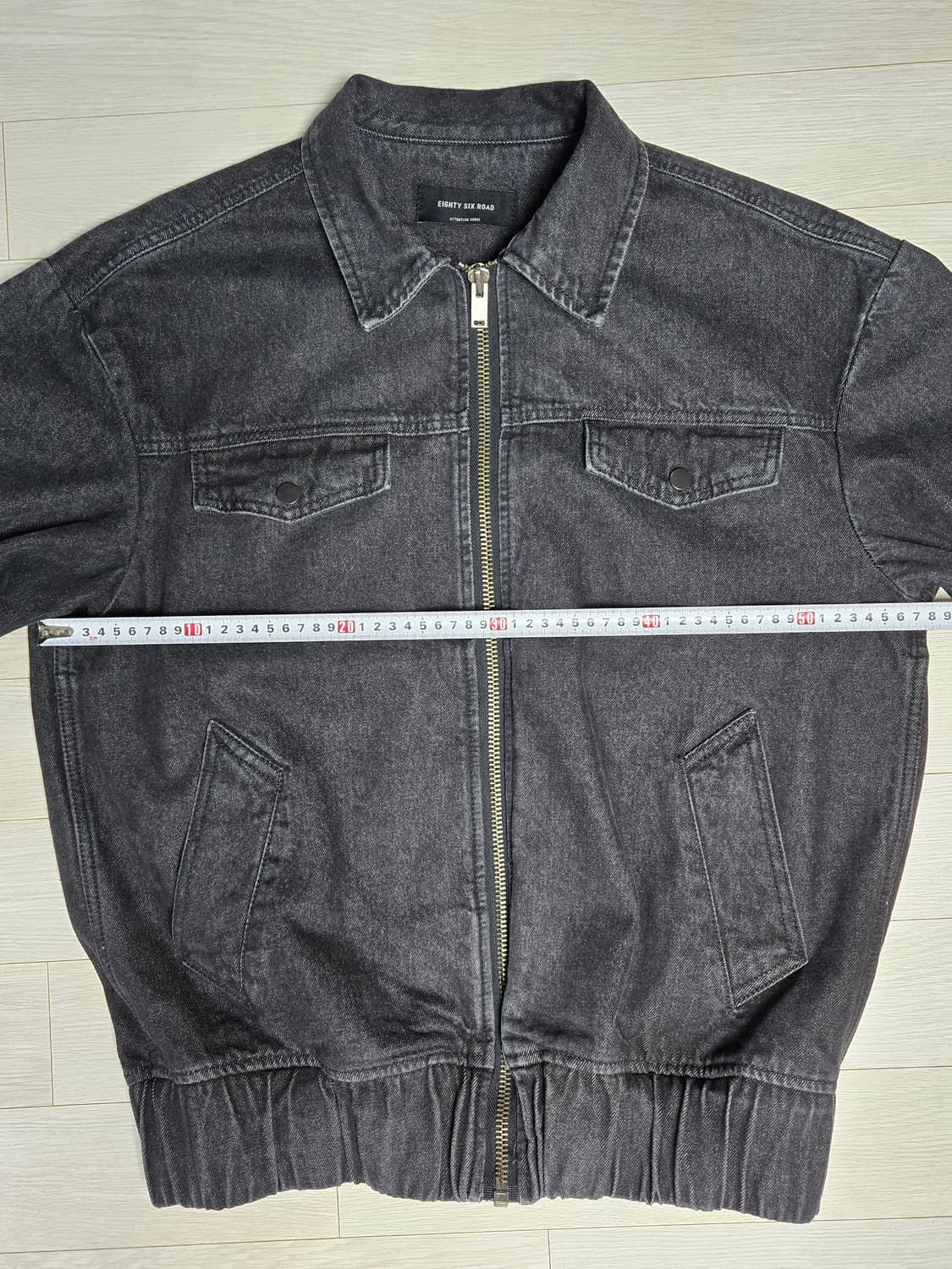 86로드(86ROAD)  워싱 데님 지퍼 자켓 블랙 상품이미지8