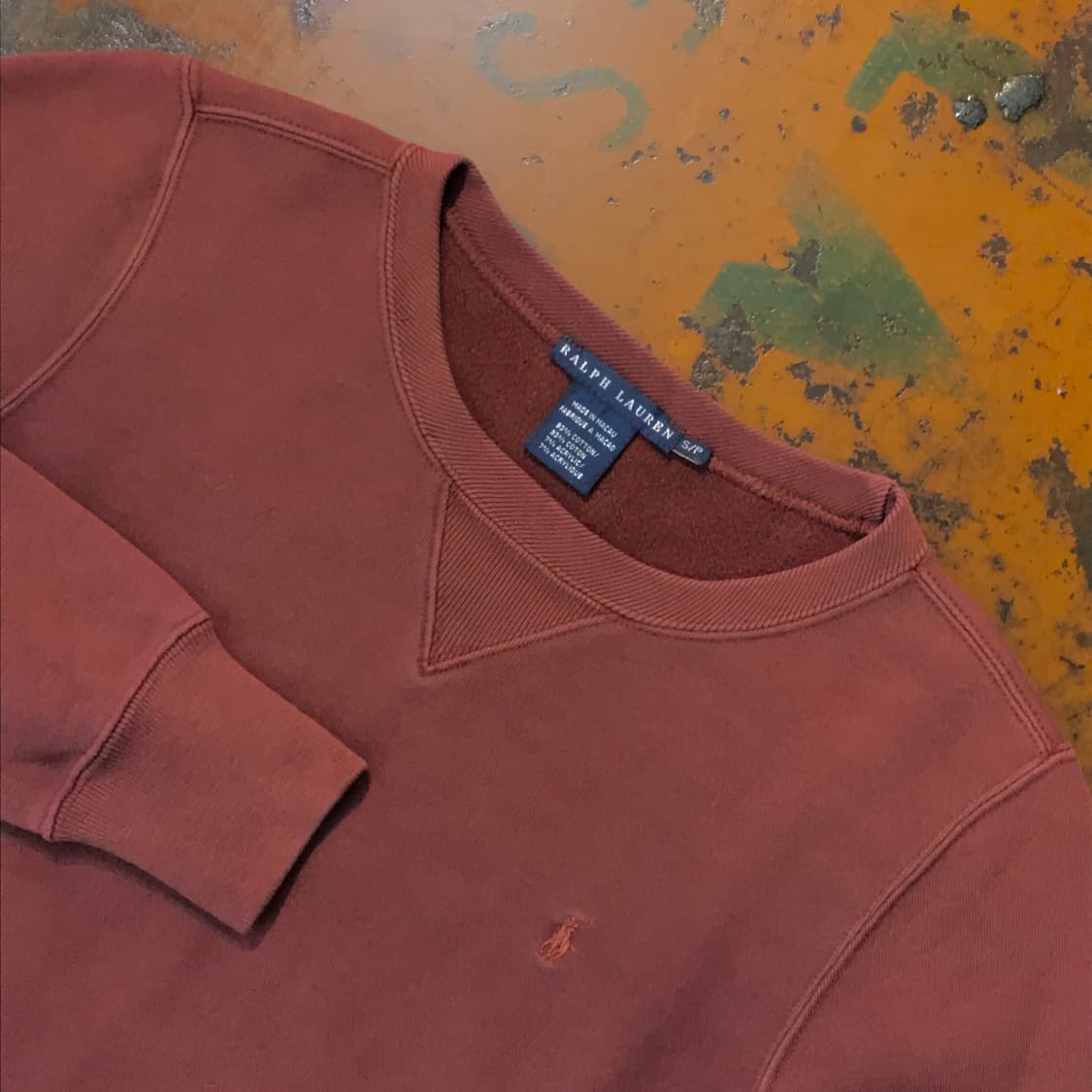 폴로랄프로렌 브라운 버건디 기모 숏 맨투맨 여성 55 사이즈 상품이미지3