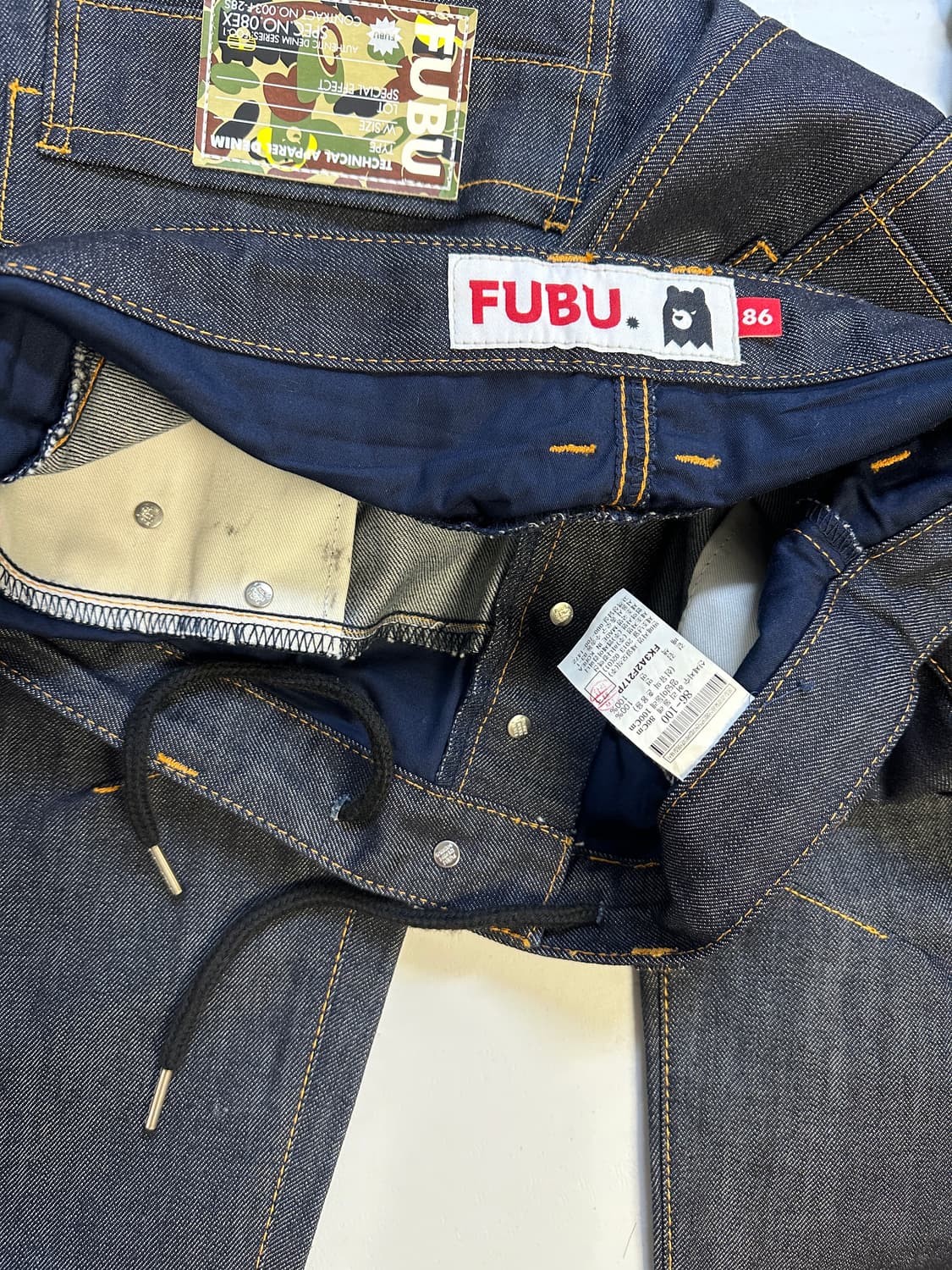 FUBU 베이프 맛 카모 카펜터 데님 팬츠 힙합 배기진 새깅 푸부 후부 상품이미지5