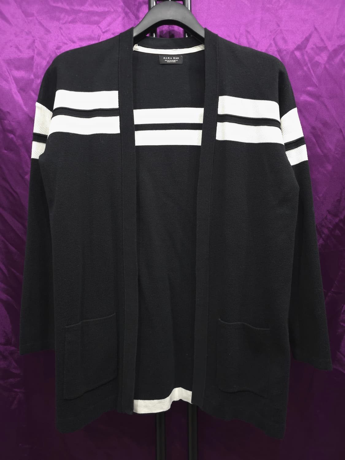 자라 맨 라인블록 니트 가디건 M 상품이미지1