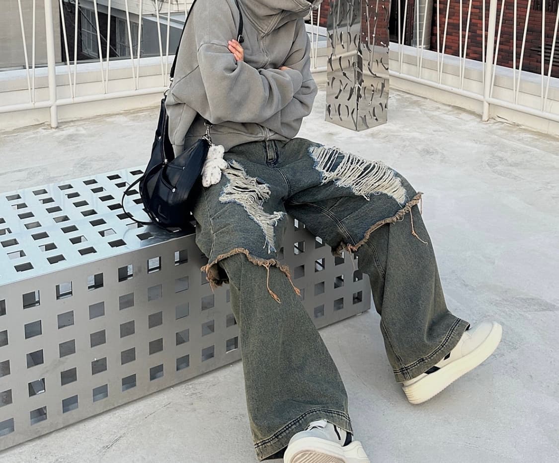 새상품) 비엘알 디스트로이드 빈티지 더블 데님 팬츠 상품이미지2