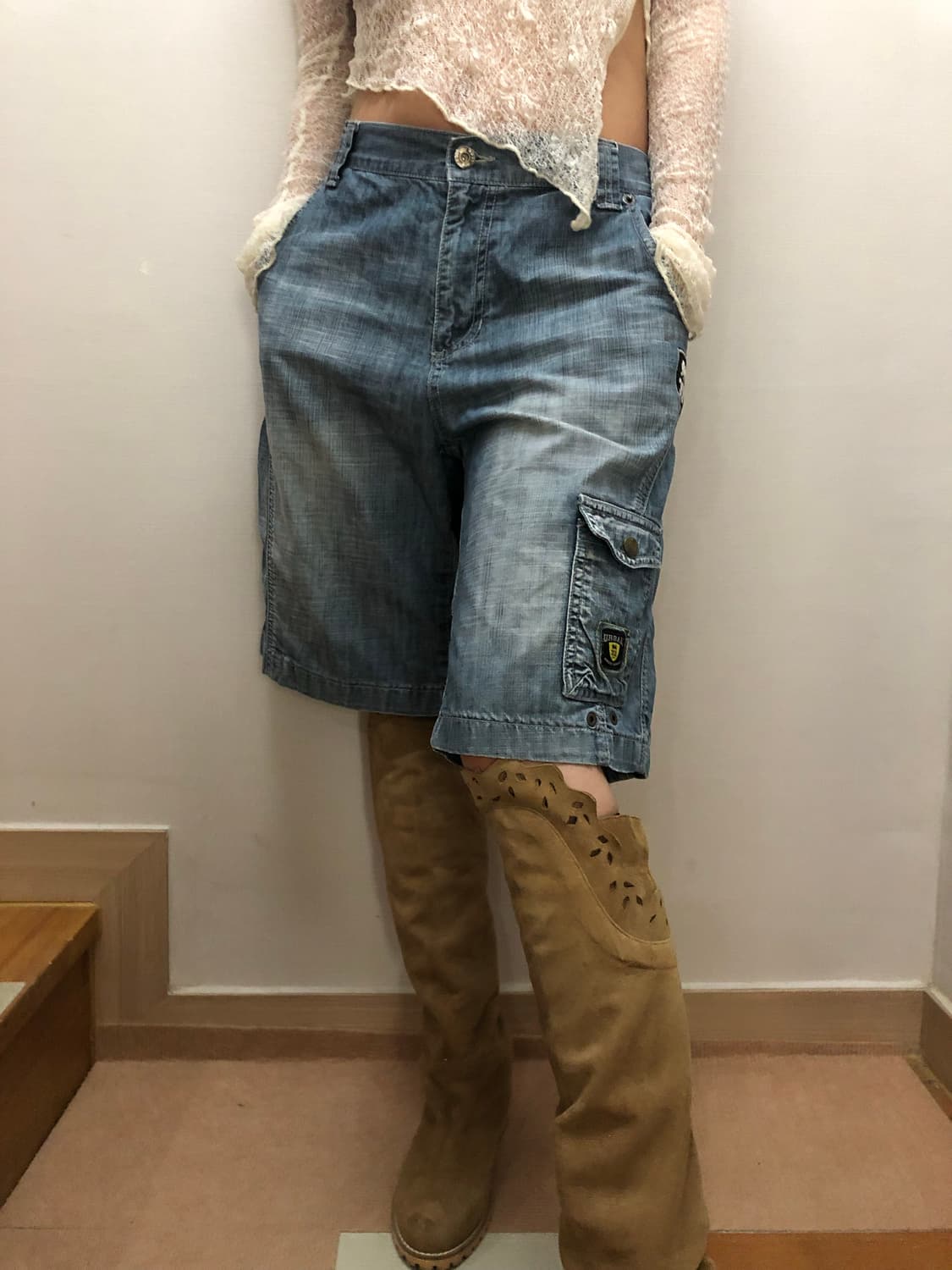 빈티지 데님 와투케 버뮤다 팬츠 상품이미지1