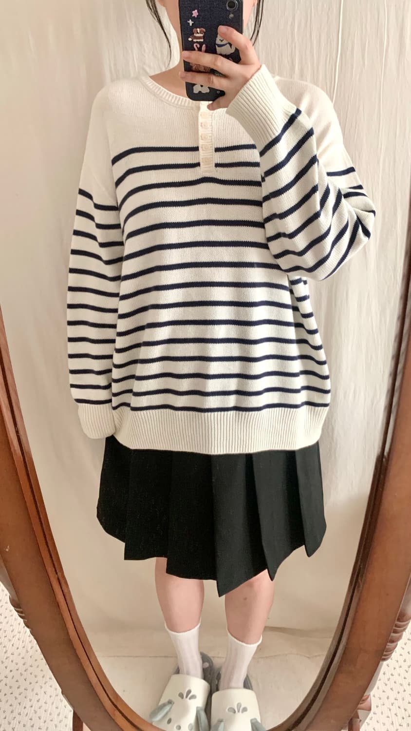 Logosdays 네이비 스트라이프 여리 니트 상품이미지4