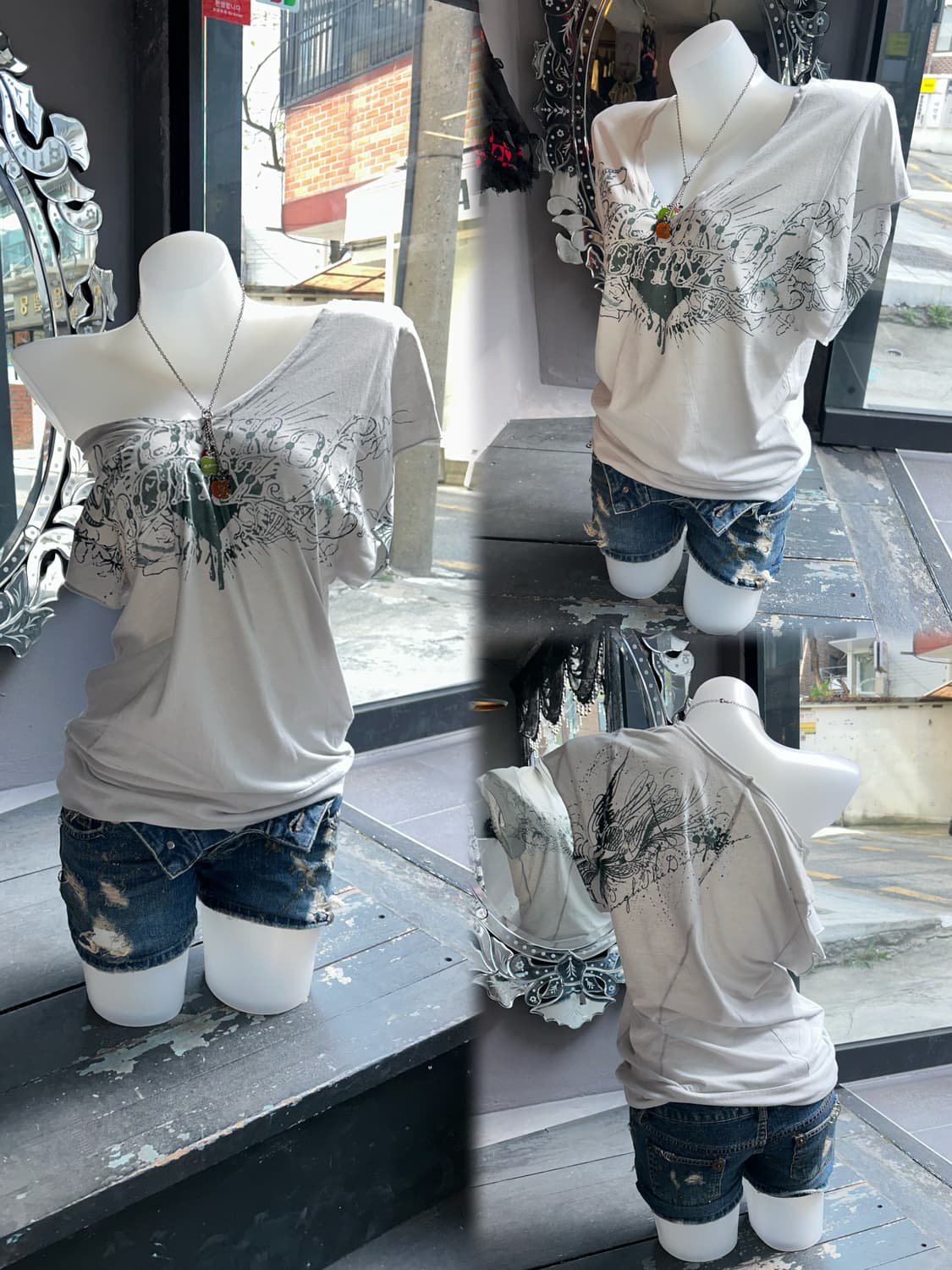 레터링 프린팅 반팔티 y2k펑크갸루 상품이미지2