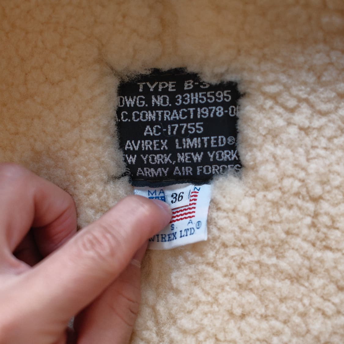 아비렉스 b3 무스탕 무통 자켓 36 상품이미지5