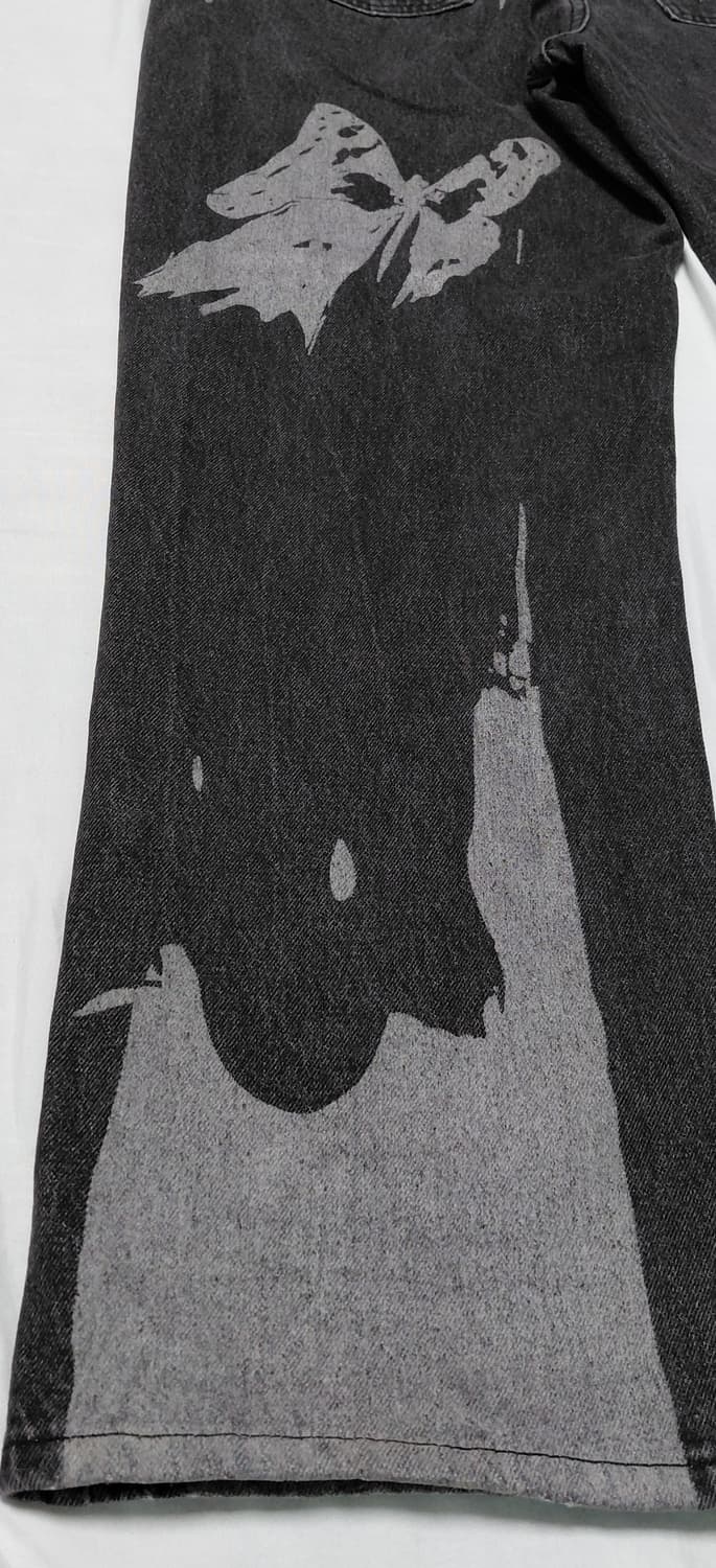 [M] 네스티팬시클럽 나비 그래픽 블리치 와이드 데님 팬츠 상품이미지10