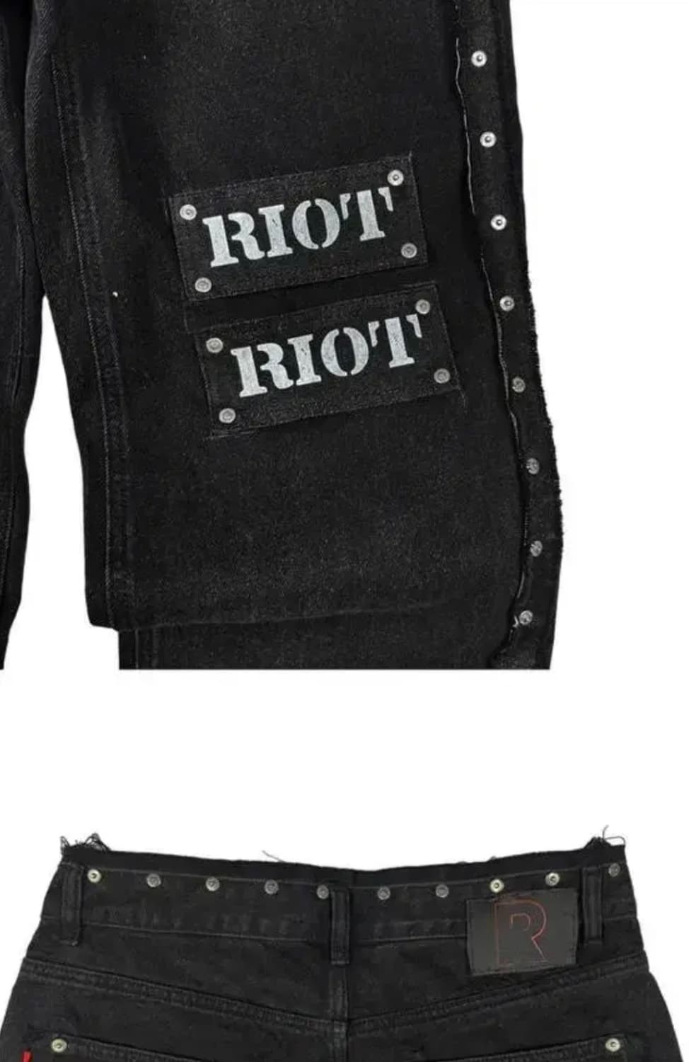 레저렉션 13 리벳 & 패치워크 데님 팬츠 블랙 상품이미지4