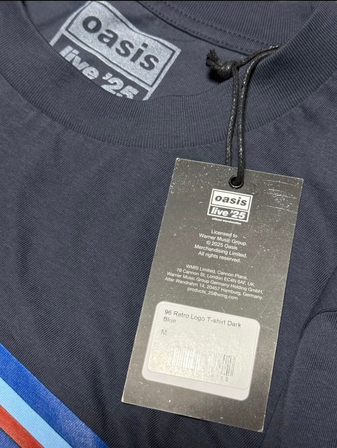 오아시스 라이브25 공식 96' 레트로 로고 티셔츠 다크네이비 상품이미지4