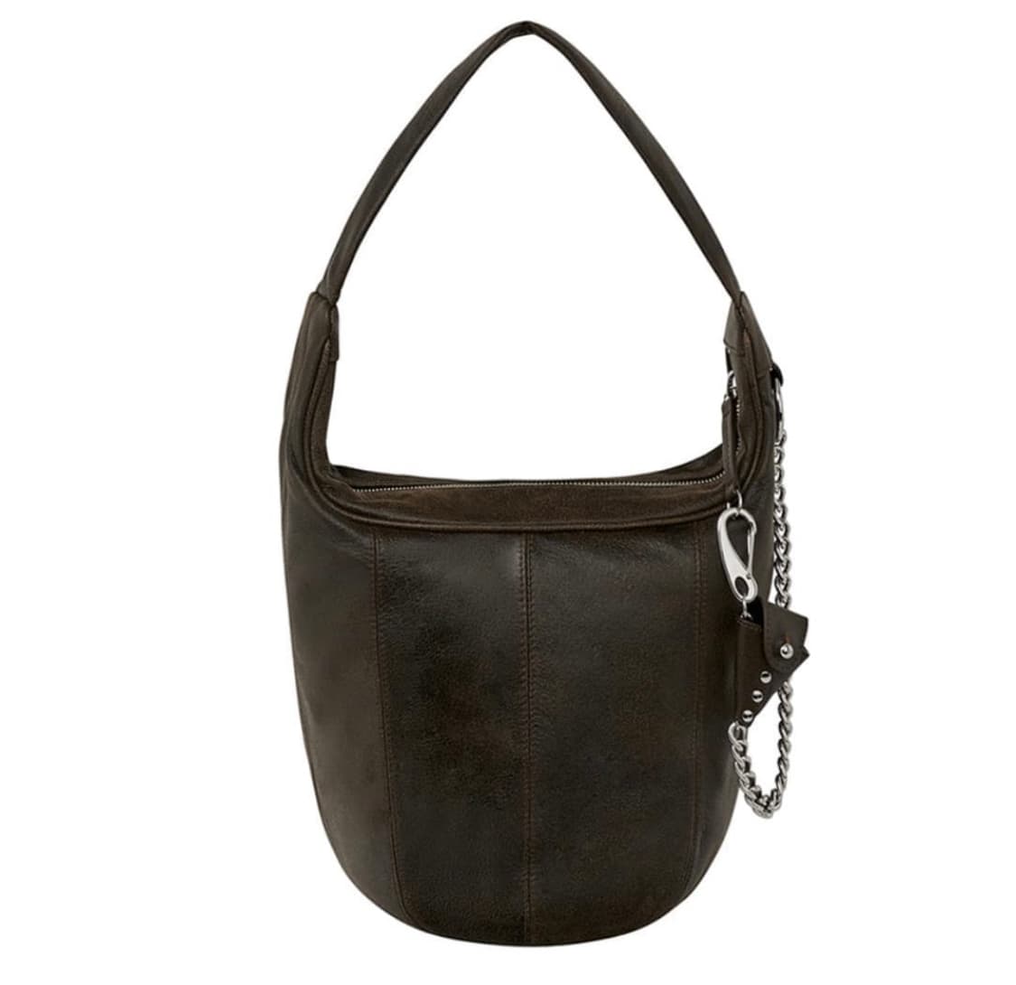 Open yy 레더 모토 호보백 라지 빈티지 브라운 상품이미지1