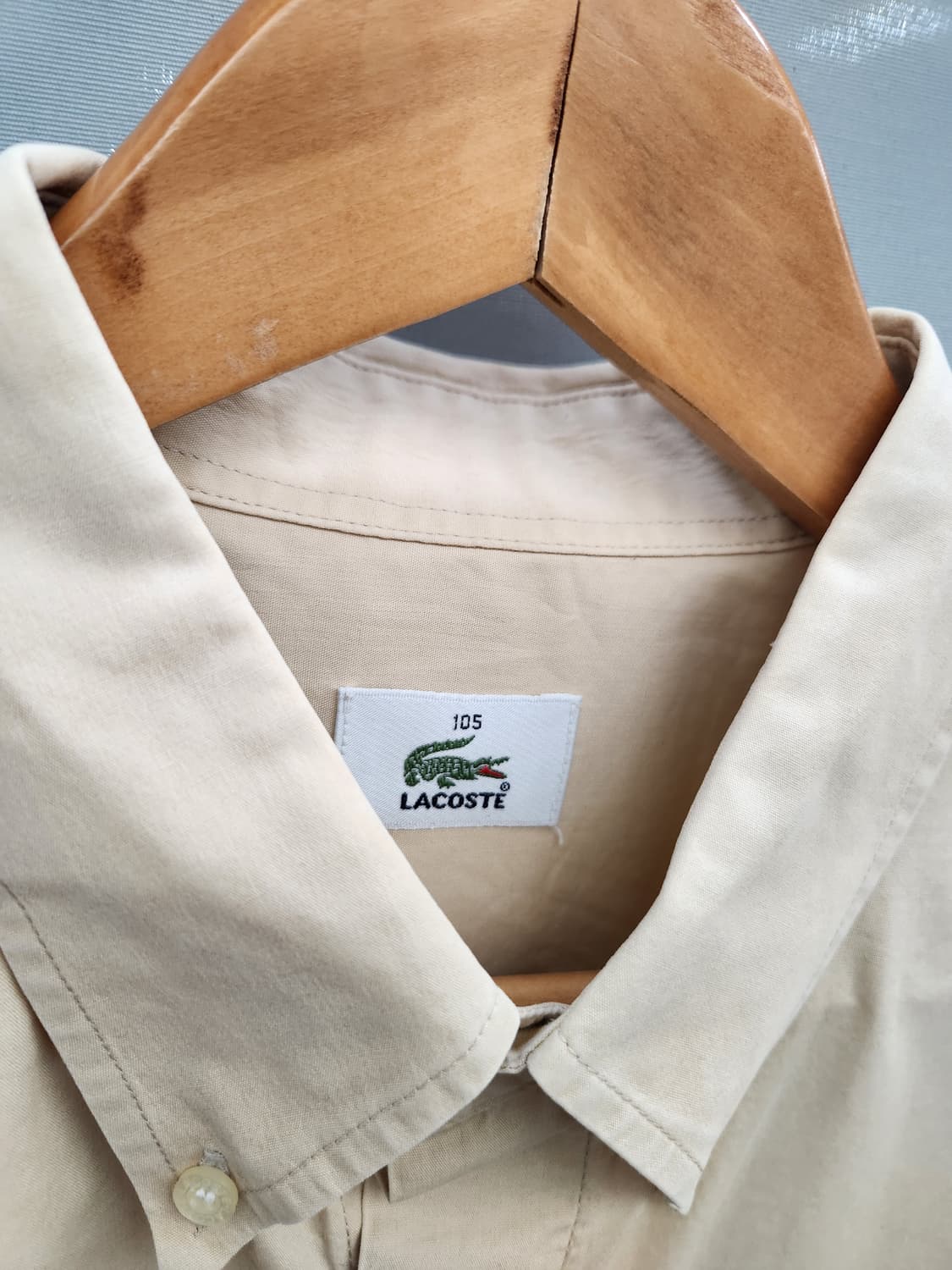 라코스테 로고 베이지 히든 반팔 셔츠 상품이미지4
