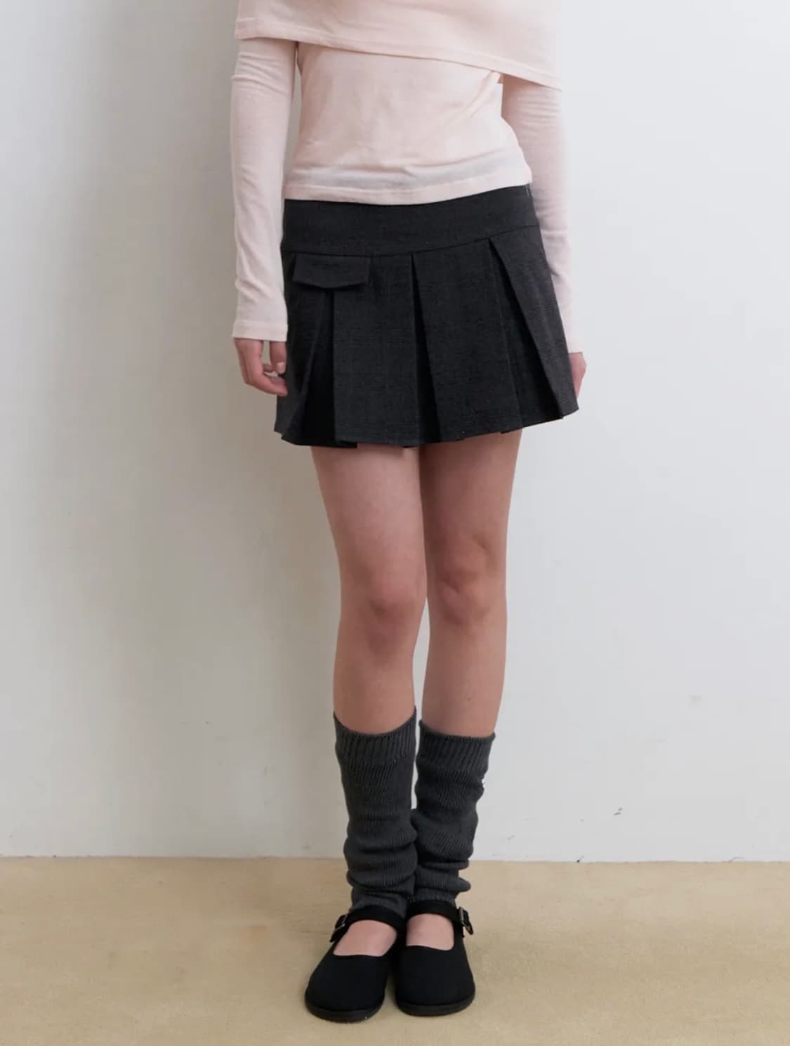 카인더베이비 울 체크 플리츠 스커트 상품이미지1