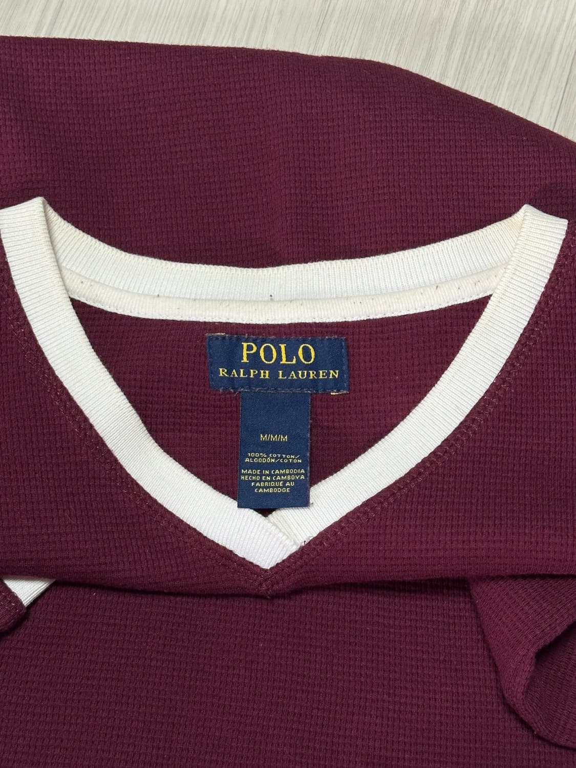폴로 랄프로렌 POLO 신형 와플 니트 반팔 티셔츠 버건디 상품이미지4