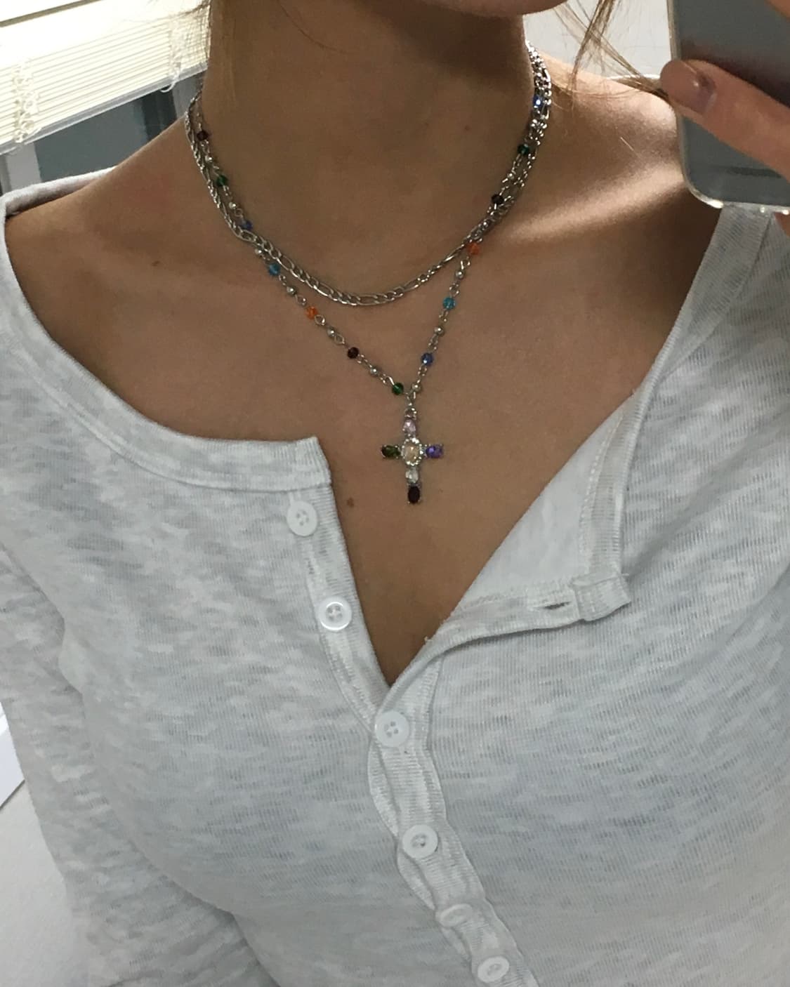 mix color cross necklace+basic chain  상품이미지3