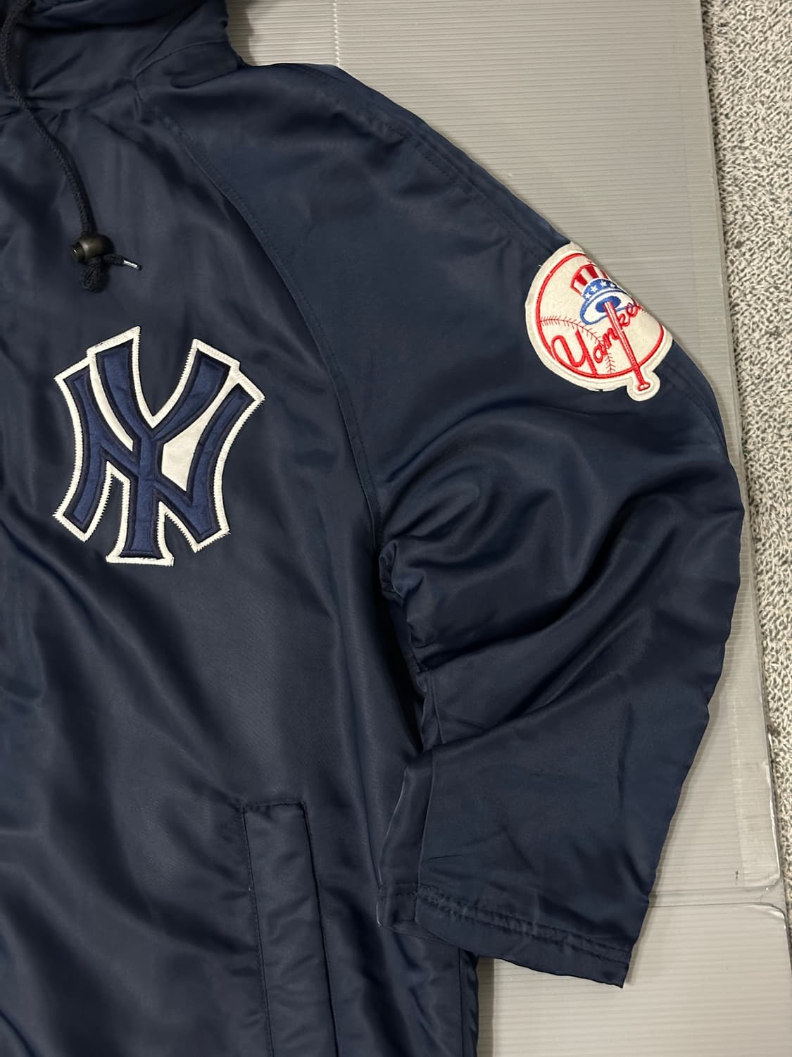 뉴욕양키스 빅로고 롱 파카 점퍼 돕바 자켓 네이비 100 상품이미지3