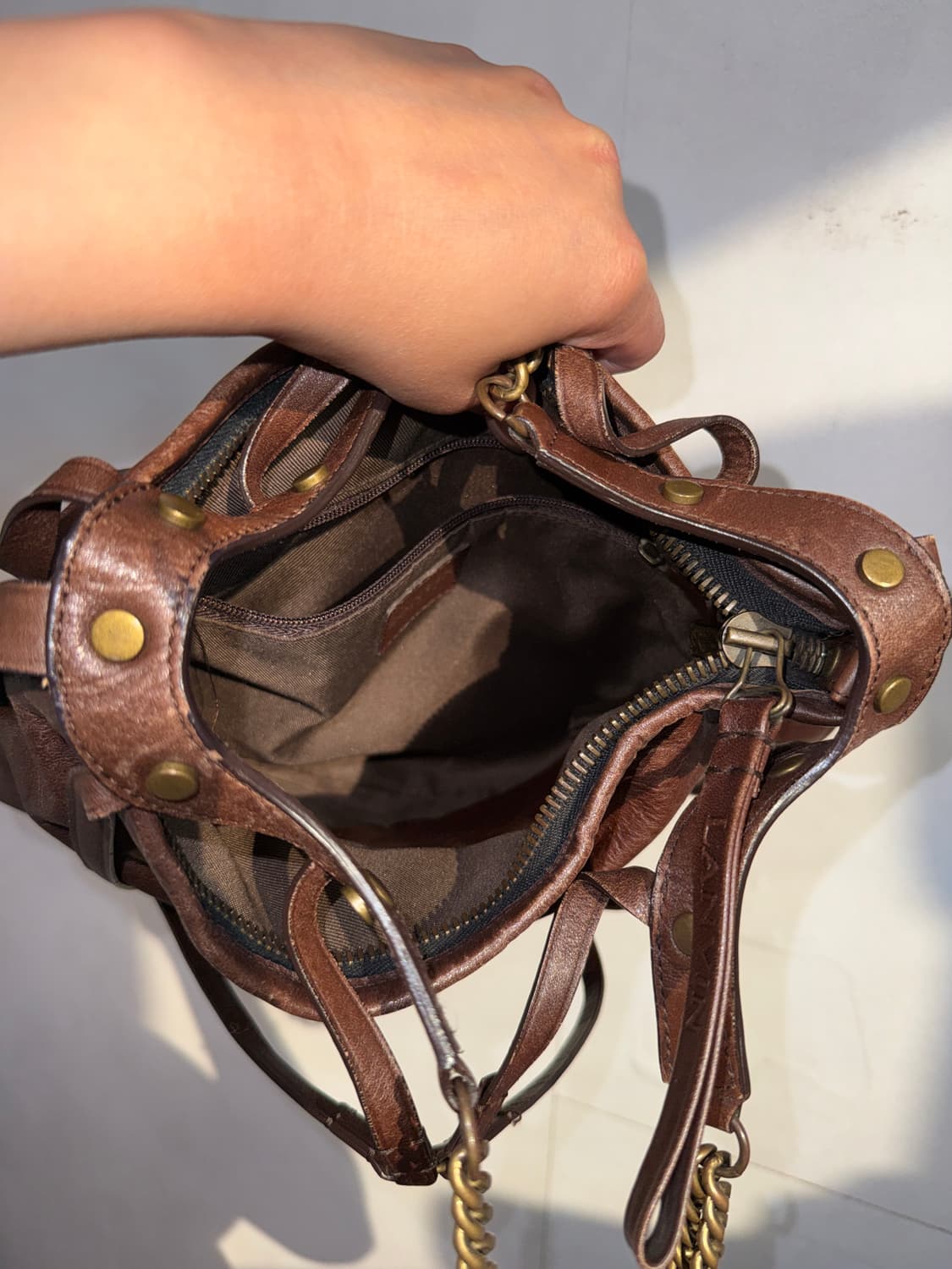 LANVIN brown leather harness chain 숄더백 상품이미지6