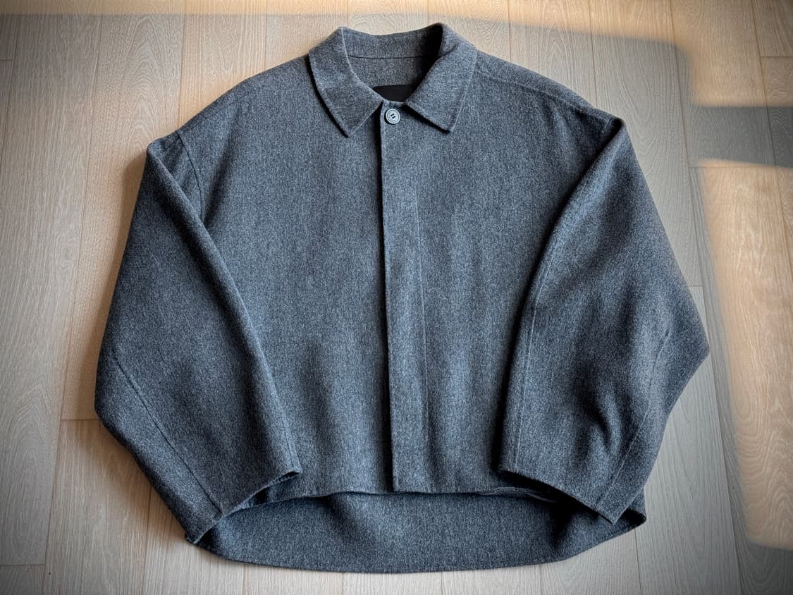 [LE17SEPTEMBRE] 울 미니멀 쇼트 블루종 (멜란지 그레이) 상품이미지1