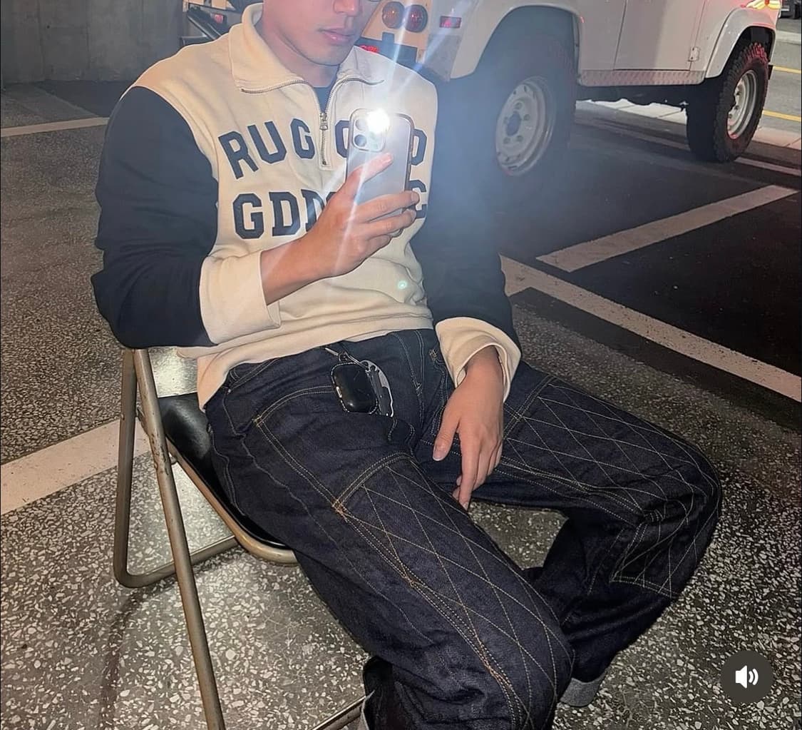 데님인디고마스터 더블니 바이커 데님 팬츠 상품이미지1