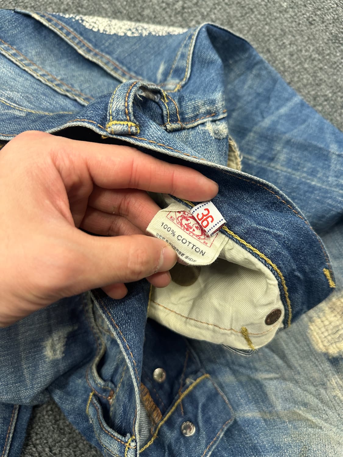 36) 에비수 빅 다이콕 페인팅 연청 데님팬츠 상품이미지10