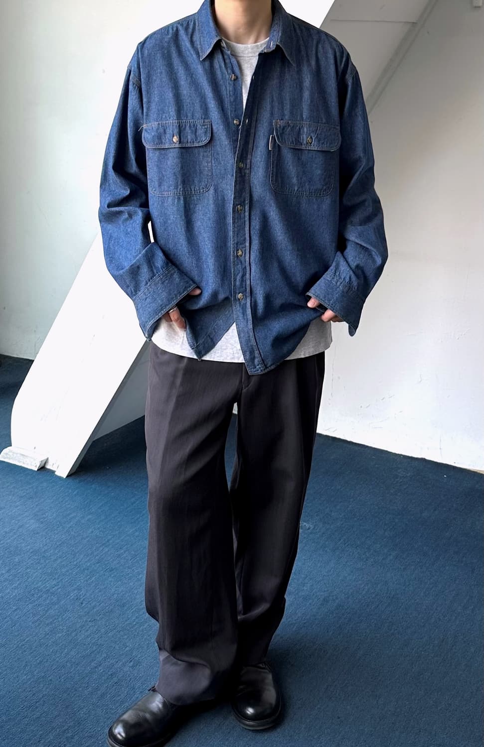 Cotton denim worker shirt 상품이미지7