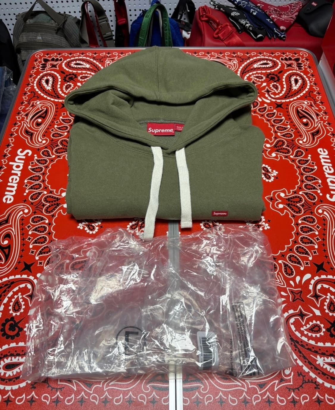 슈프림 스몰박스 드로우코드후드 스웨트셔츠 라이트 올리브 L 상품이미지2