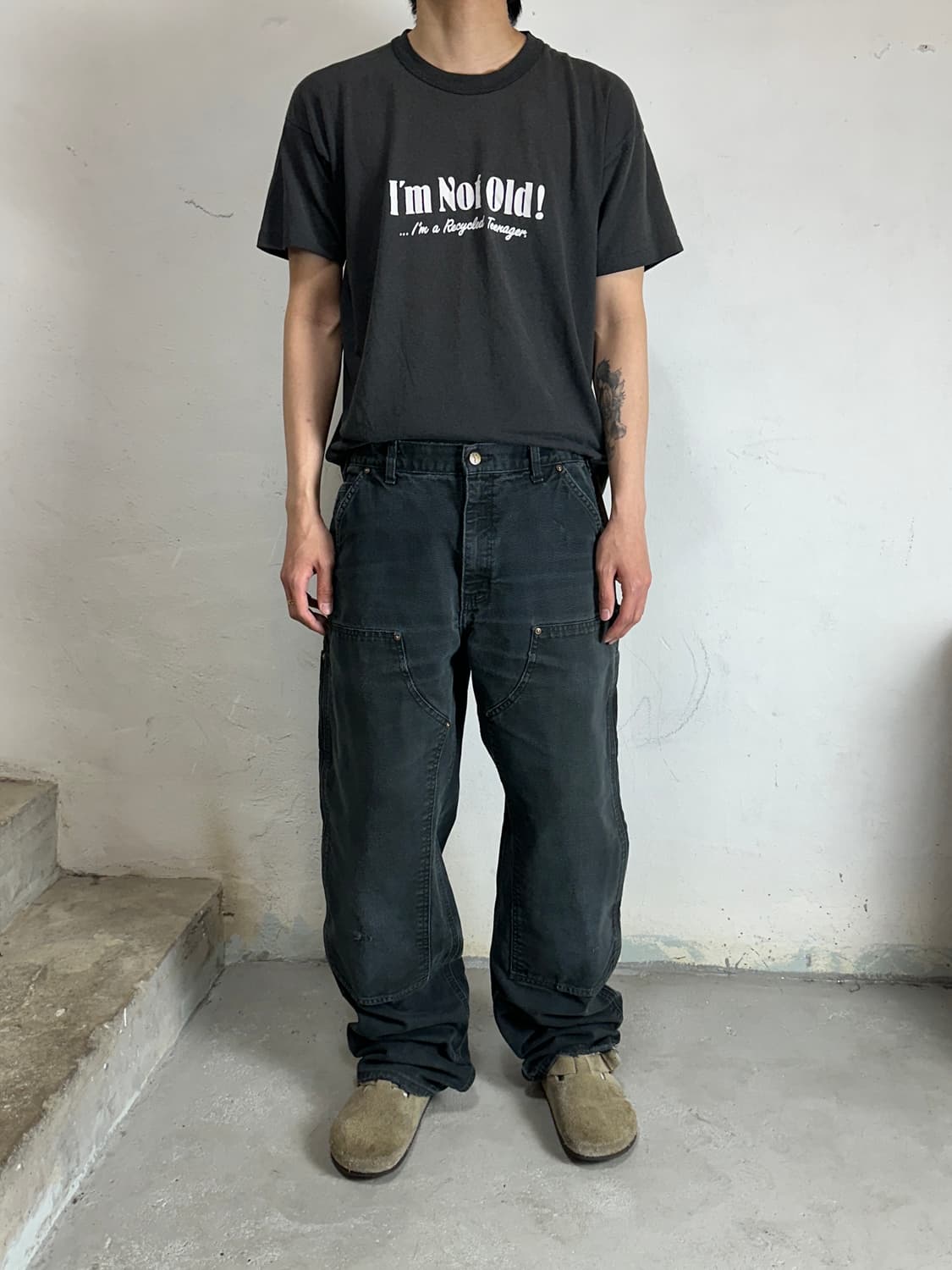 OG 칼하트 더블니 블랙 칼하트 B136 썩블니 상품이미지4