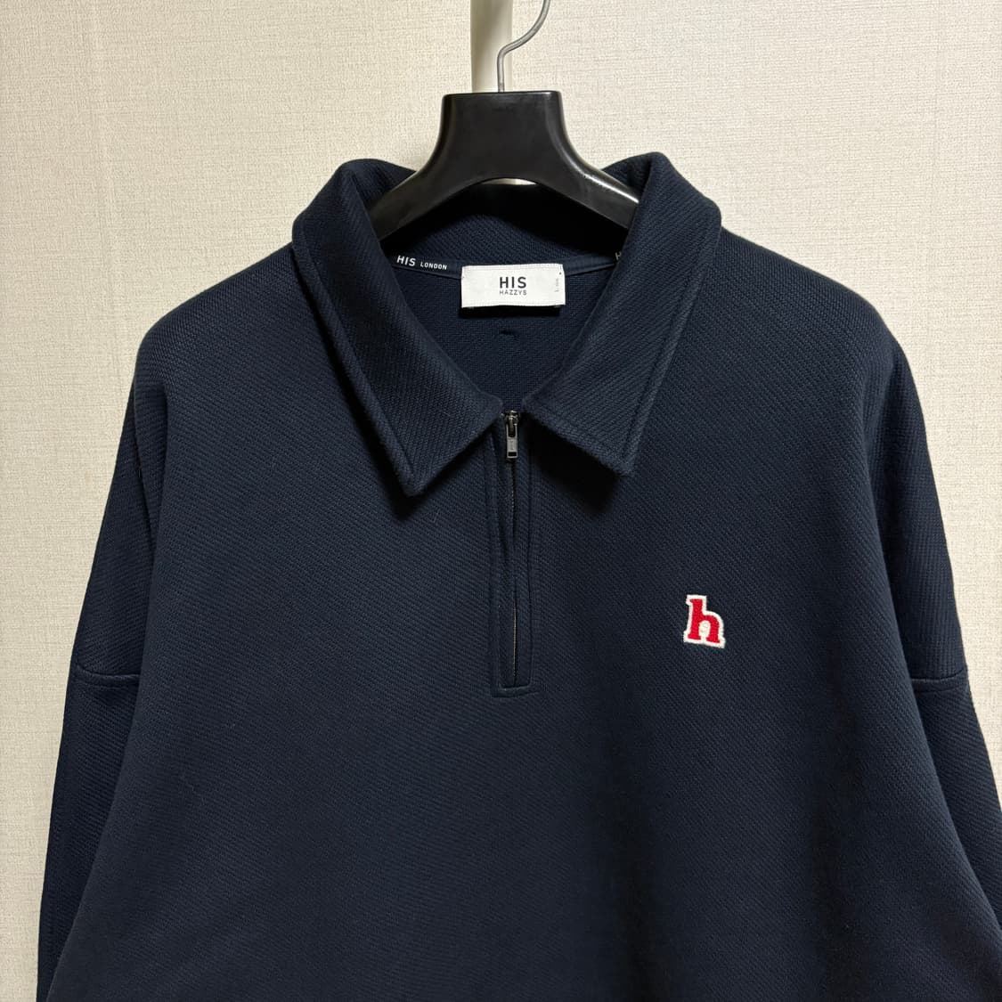 (민트급) HIS 헤지스 반집업 카라 오버핏 스웻셔츠 / 네이비, L 상품이미지2