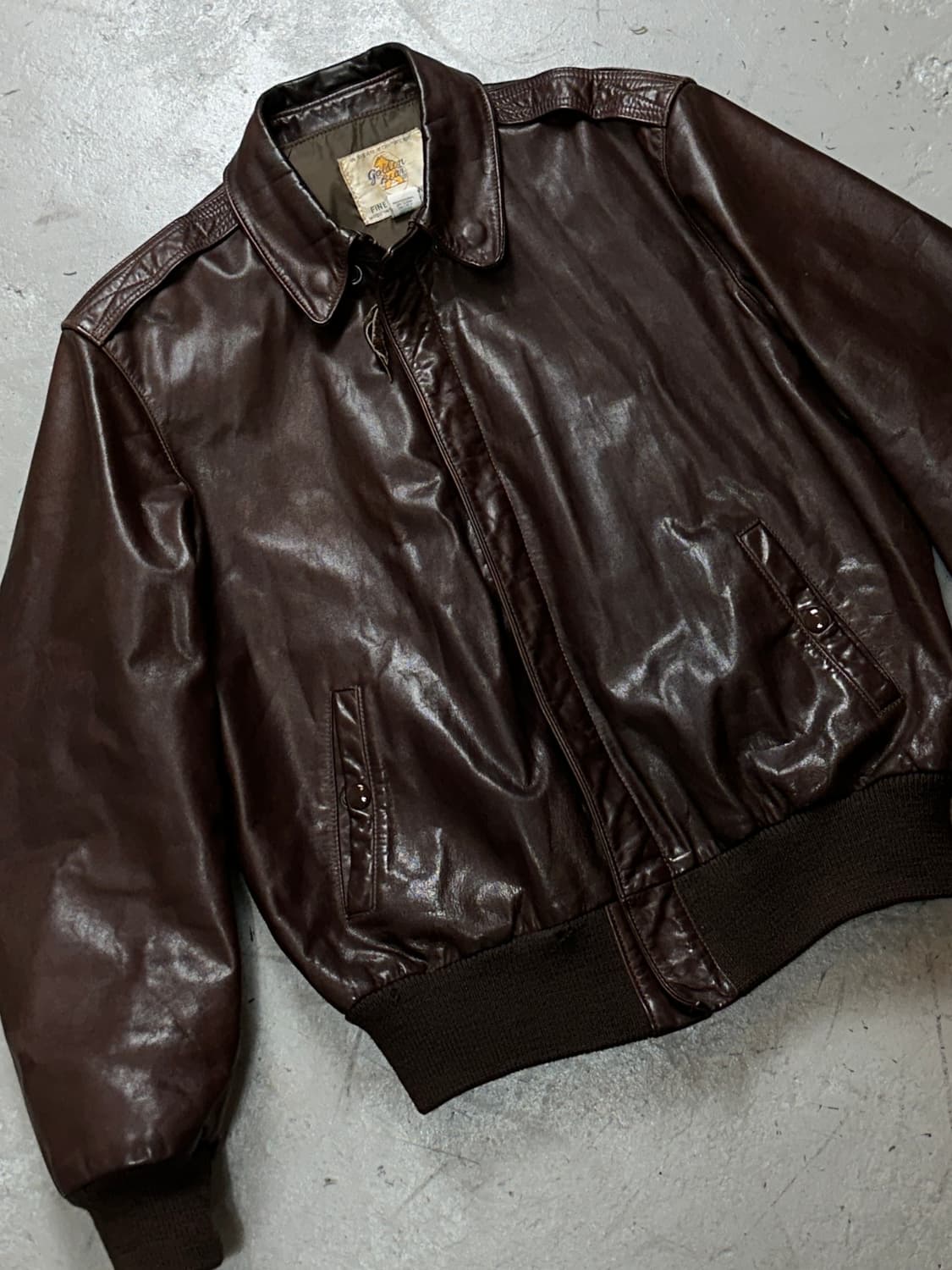 90's USA Made 골든베어 A-2 레더 자켓 빈티지 레더 봄버 상품이미지5