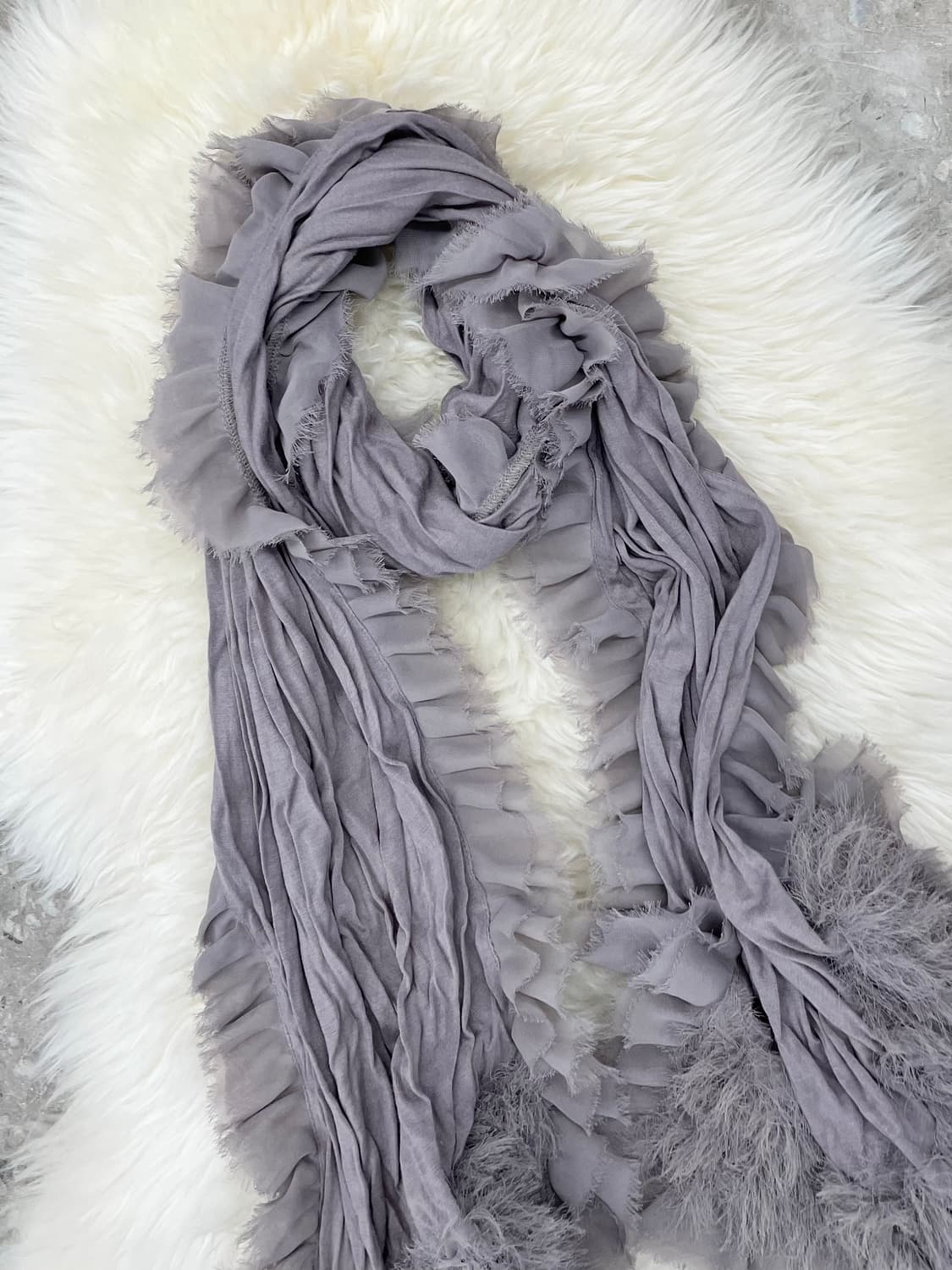 페어리 러플 퍼 디테일 머플러  상품이미지5