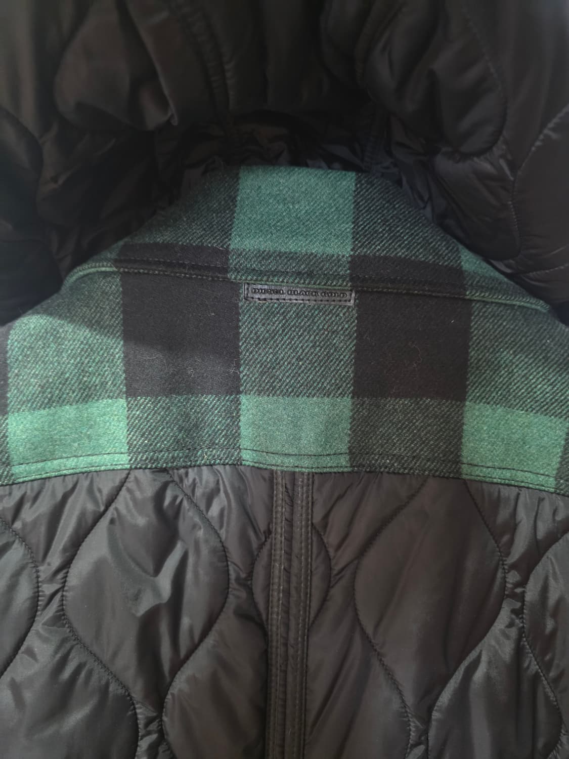 디젤 블랙골드 체크후드 코트 상품이미지4