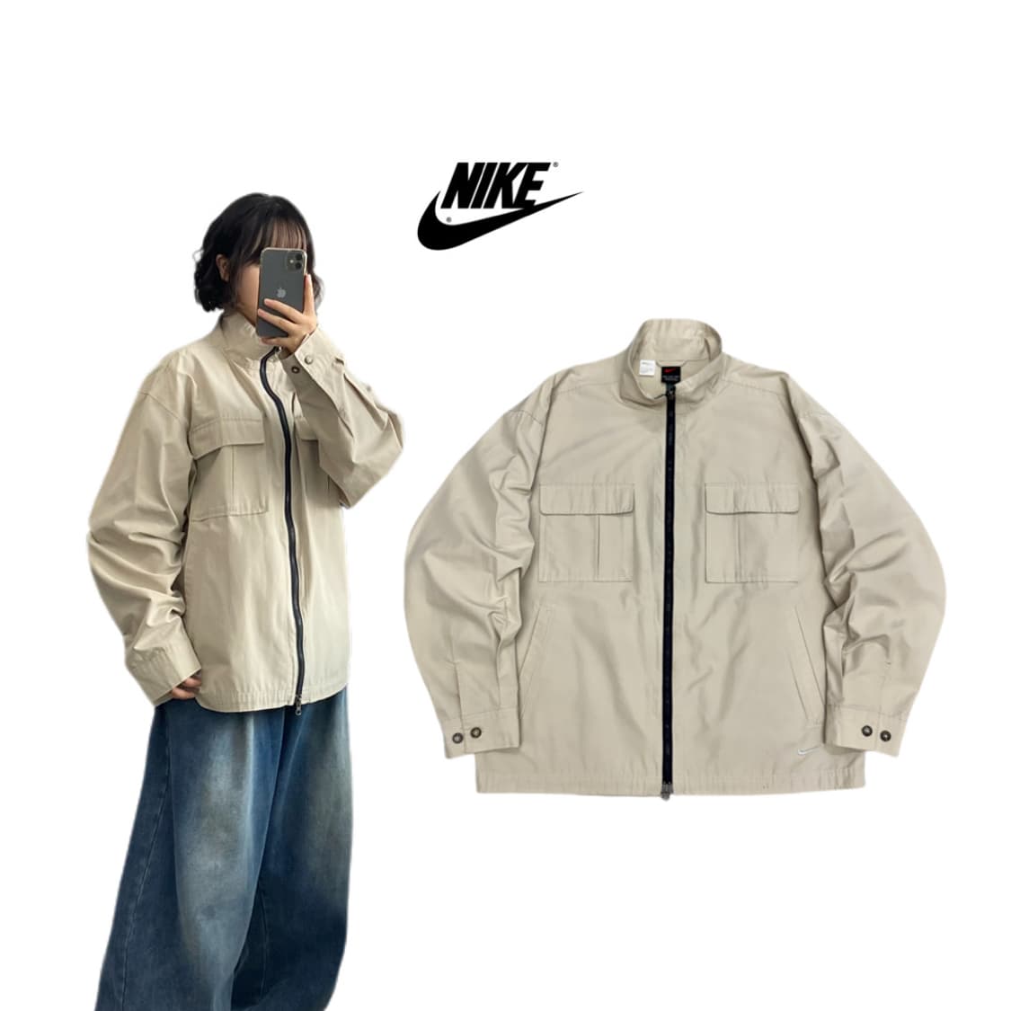 나이키 00s 스우시 투포켓 올드스쿨 셔츠형 코튼 자켓 상품이미지1