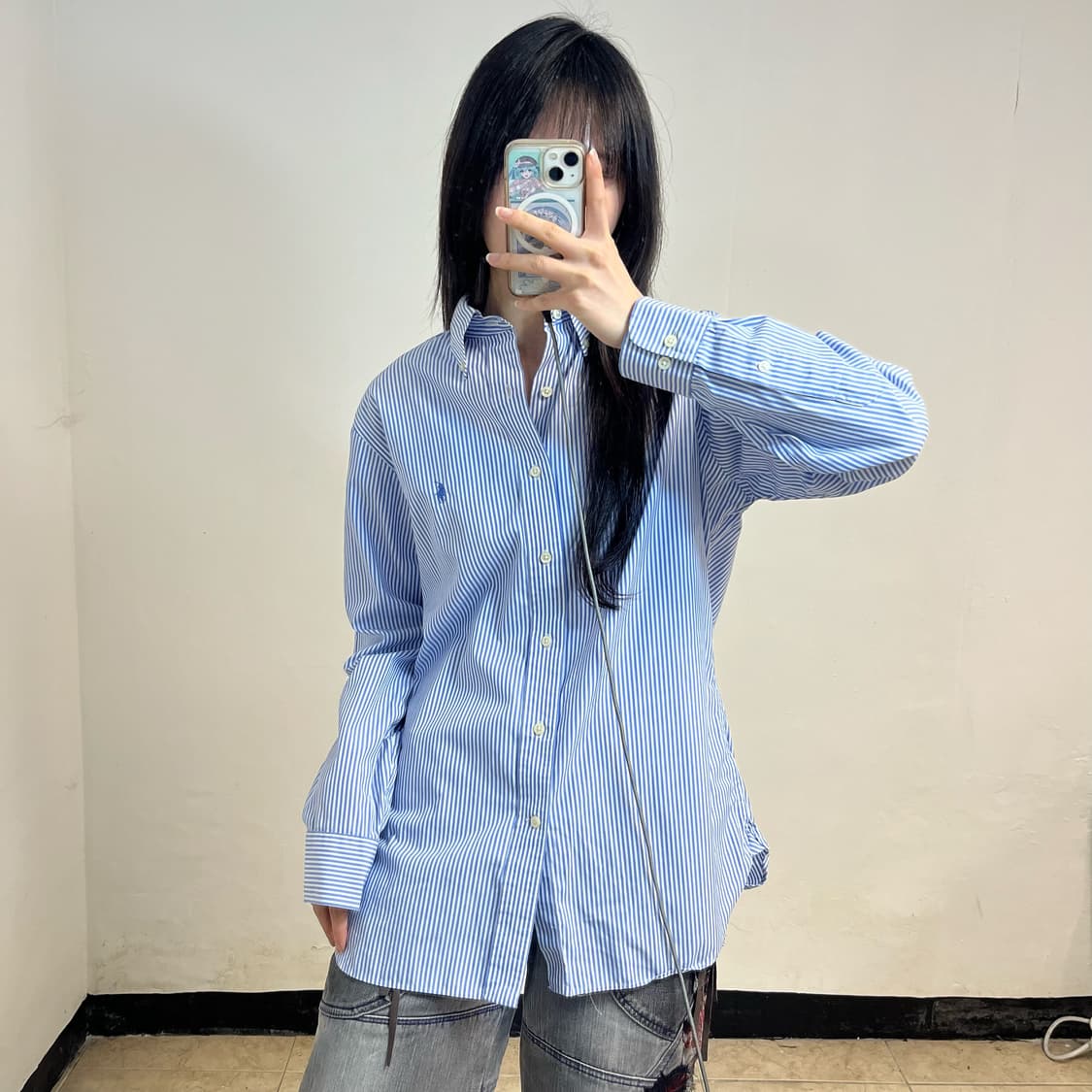 Polo sky blue stripe shirt 상품이미지1