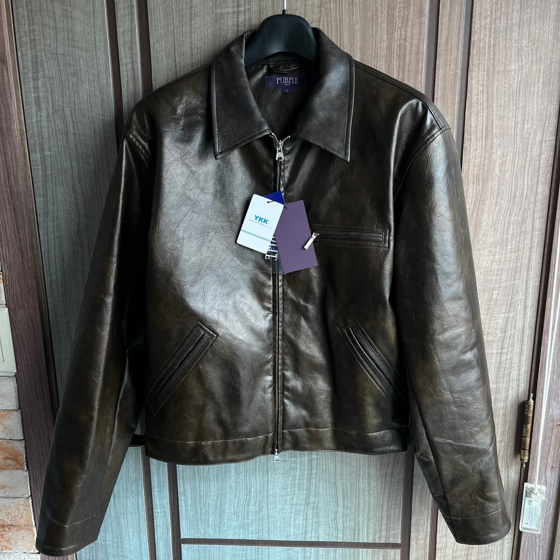 [새상품]비슬로우 퍼플 레더 워크자켓 브라운 상품이미지1