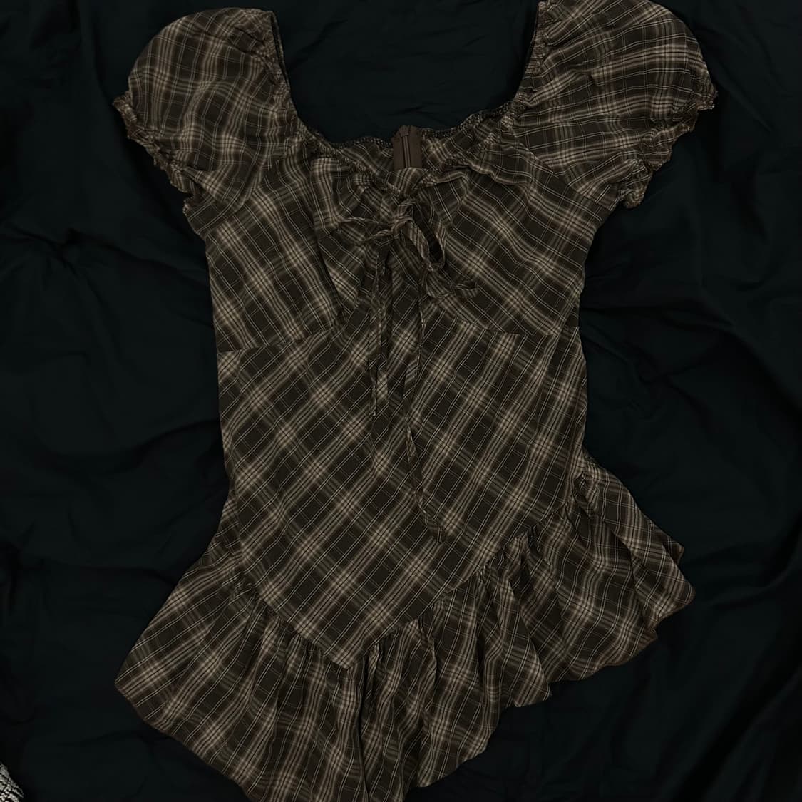 Vintage frilled check blouse 상품이미지1