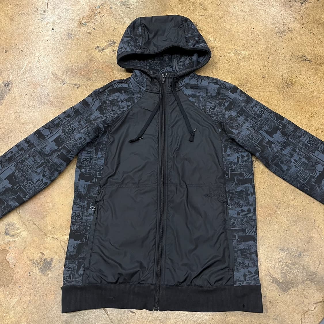 [정품/100] 아디다스 블랙 패턴 후드 집업 자켓 b19 상품이미지3