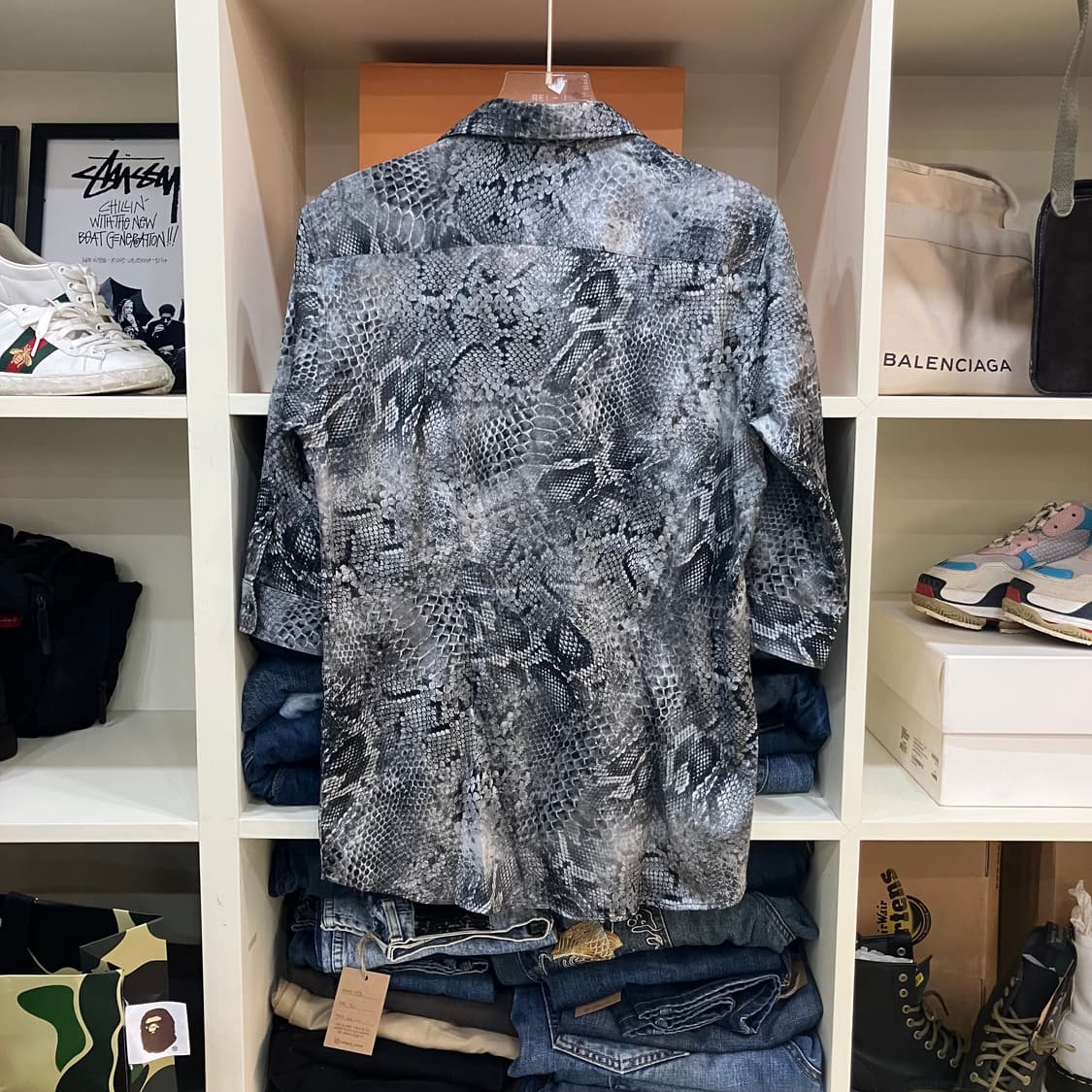 토네이도 마트 파이톤 뱀피 셔츠 L 상품이미지3