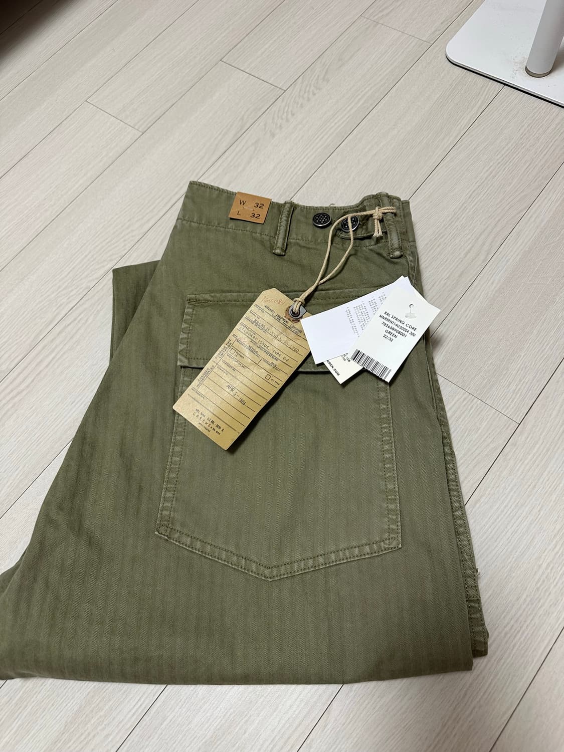 더블알엘 rrl 헤링본 퍼티그팬츠 사이즈 32x32 새상품 팝니다 상품이미지1