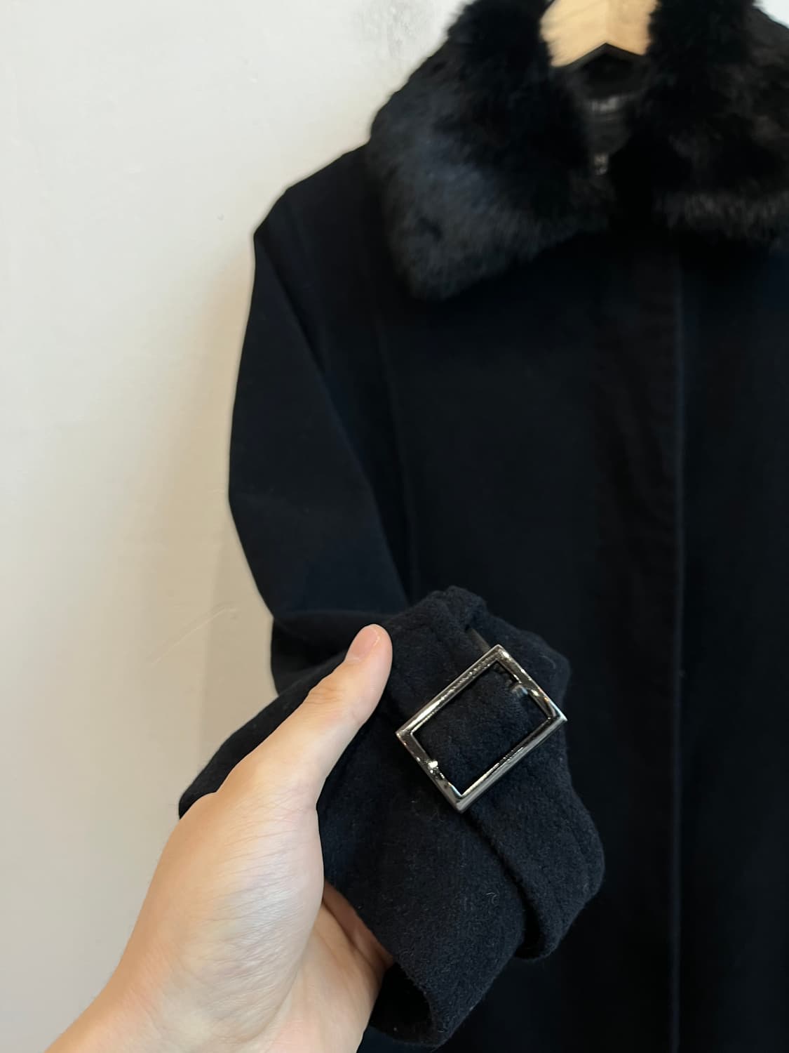 소니아리키엘 울 앙고라 퍼 코트 블랙 상품이미지3