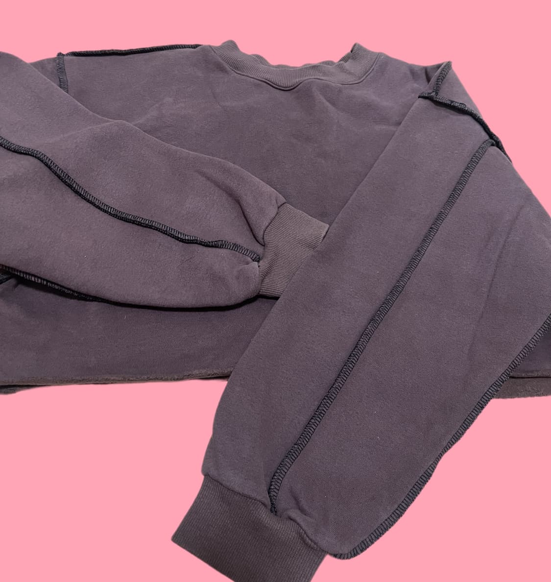 아웃 스티치 크롭 맨투맨 상품이미지2