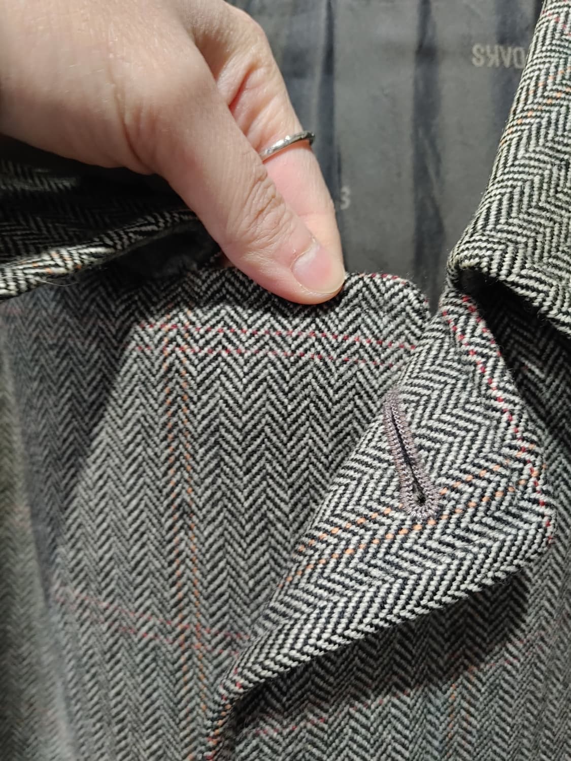 무배) 닥스 헤링본체크 울 코트 - M 상품이미지5