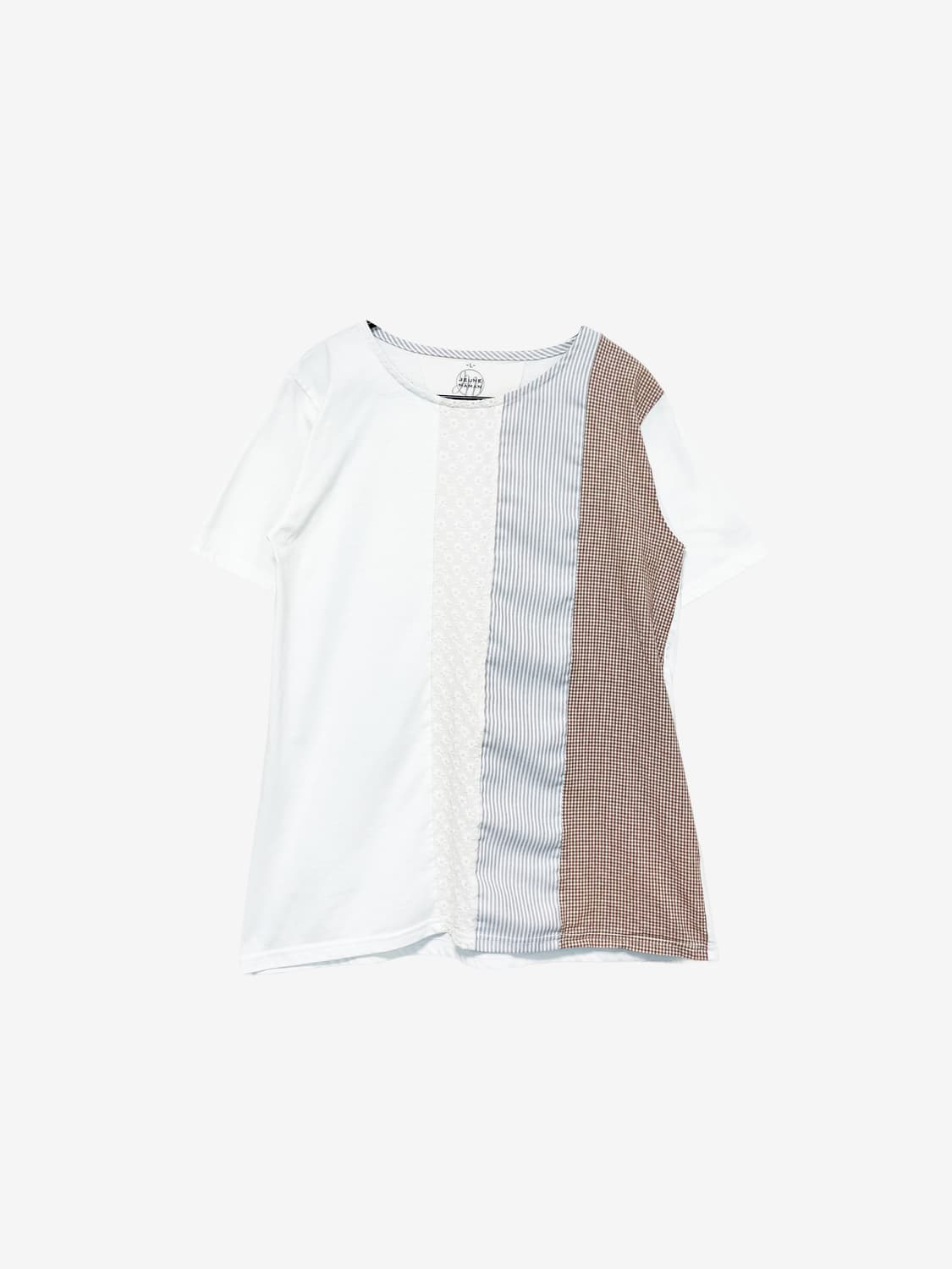 Mixed Pattern Short Sleeve Tee – White 상품이미지3